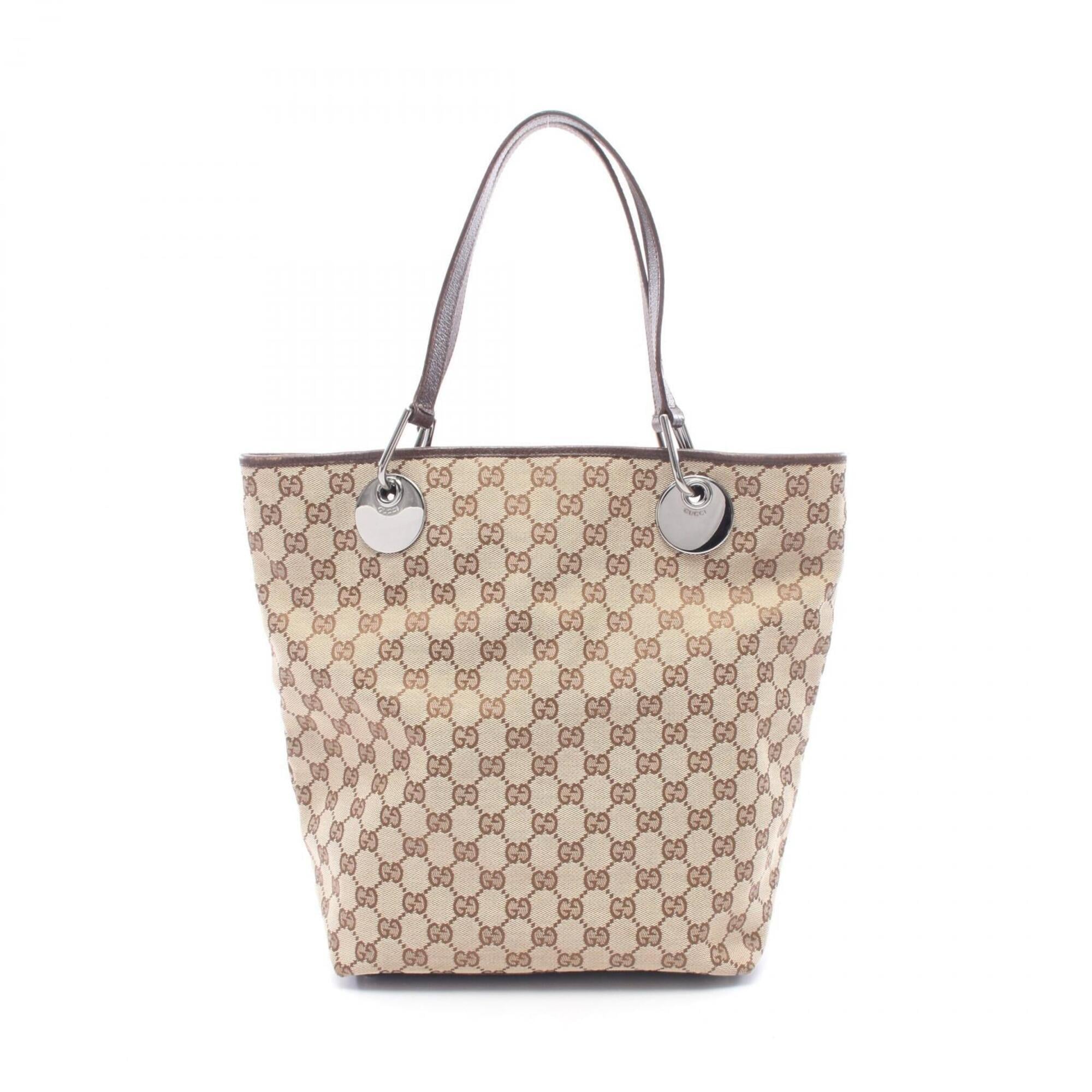 Gucci Beige Brown Gg Canvas Handbag Tote Bag (Pre-Owned)