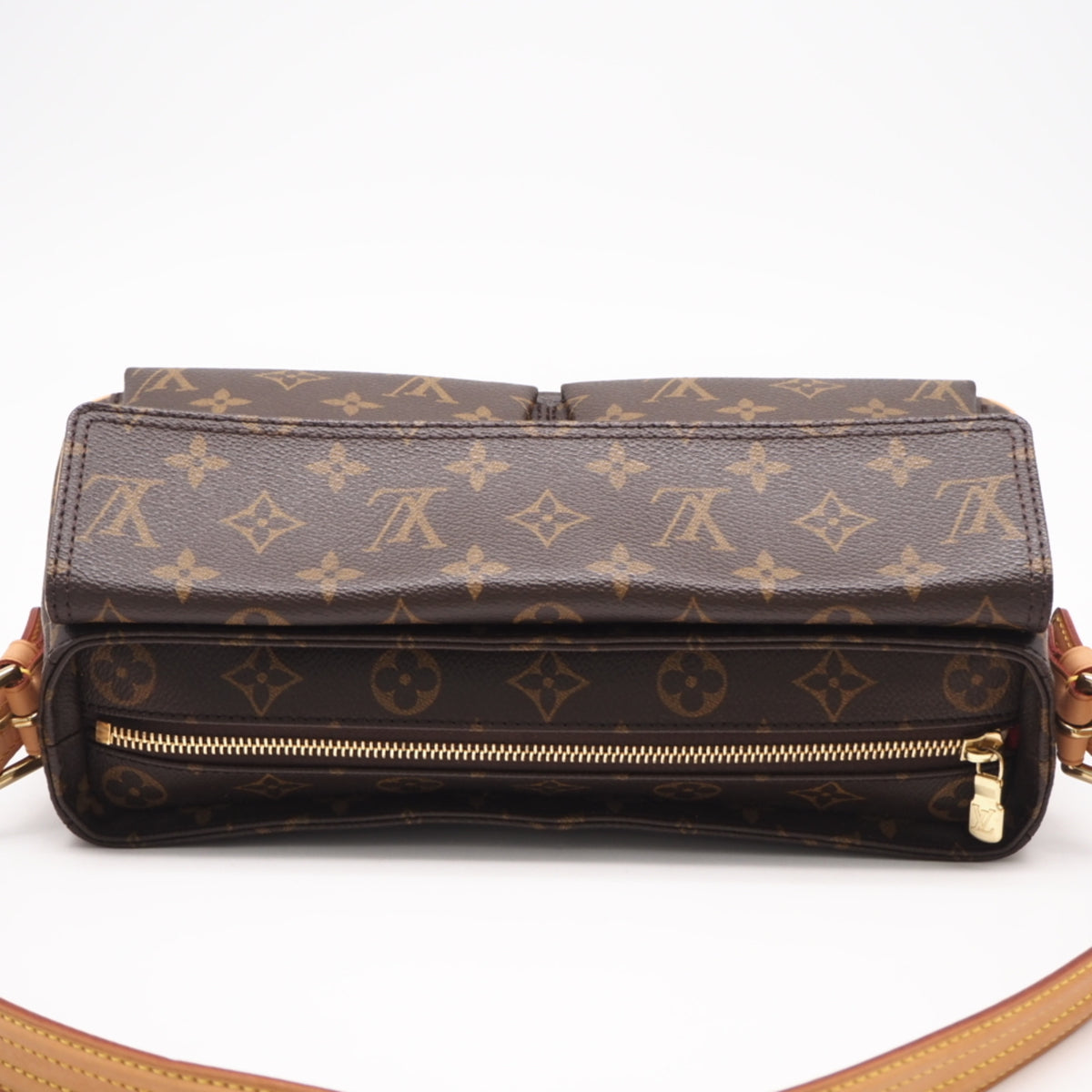Louis Vuitton Beige Brown Coated Canvas Handbag (Pre-Owned)