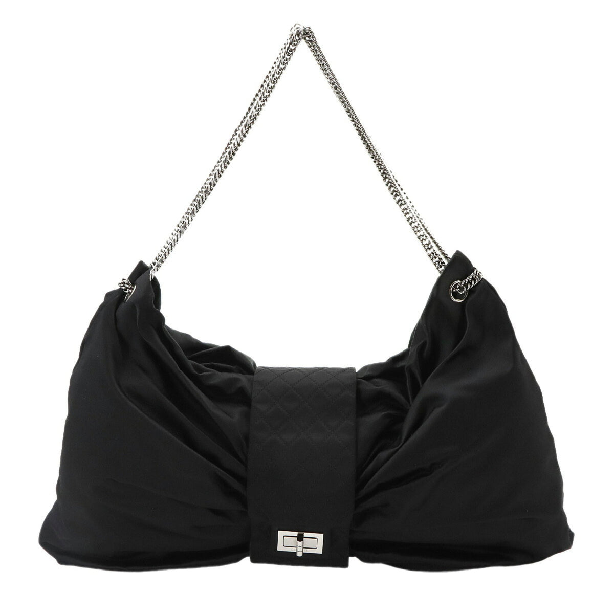 Chanel Black Satin Handbag Shoulder Bag (Pre-Owned)