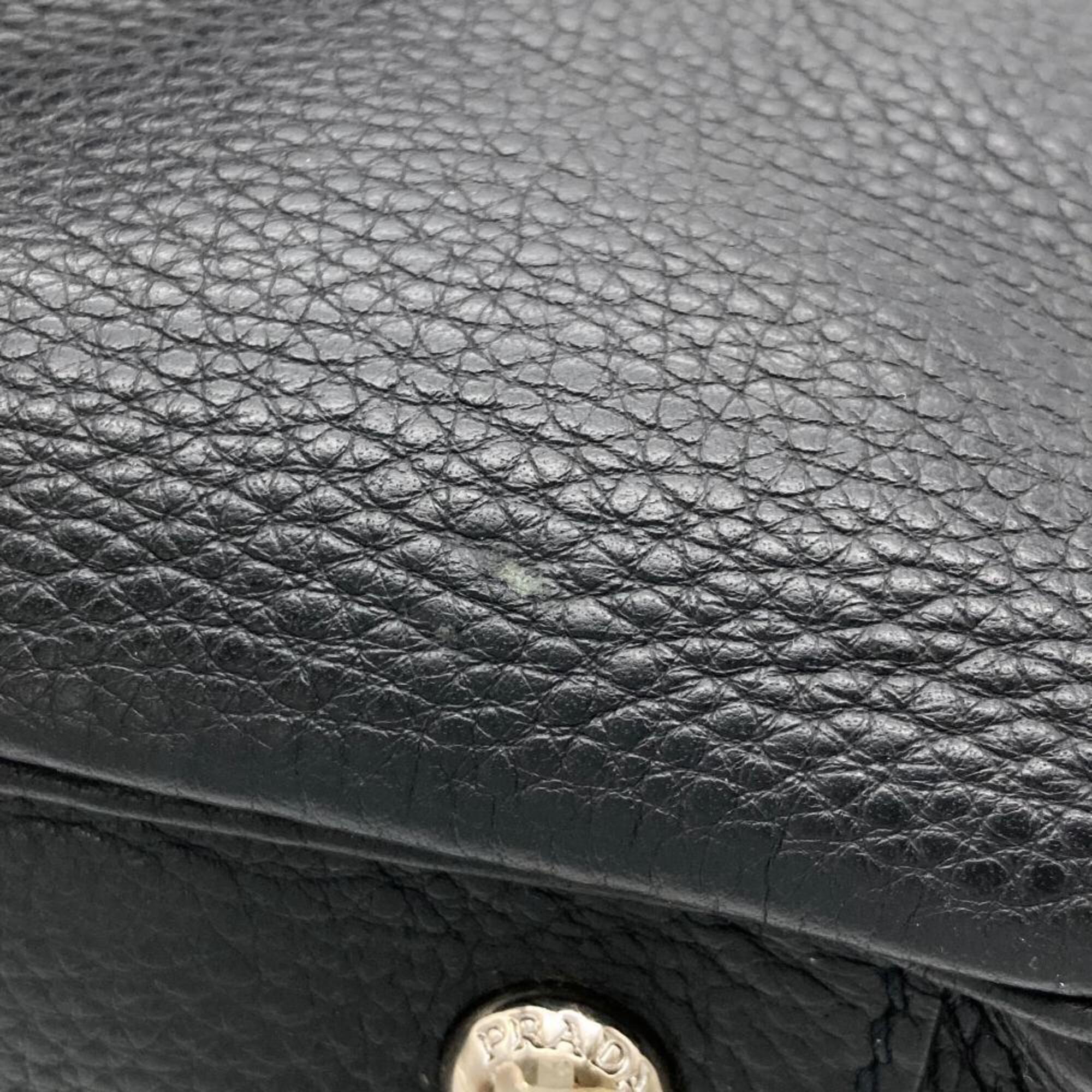 Prada Black Leather Handbag Shoulder Bag (Pre-Owned)