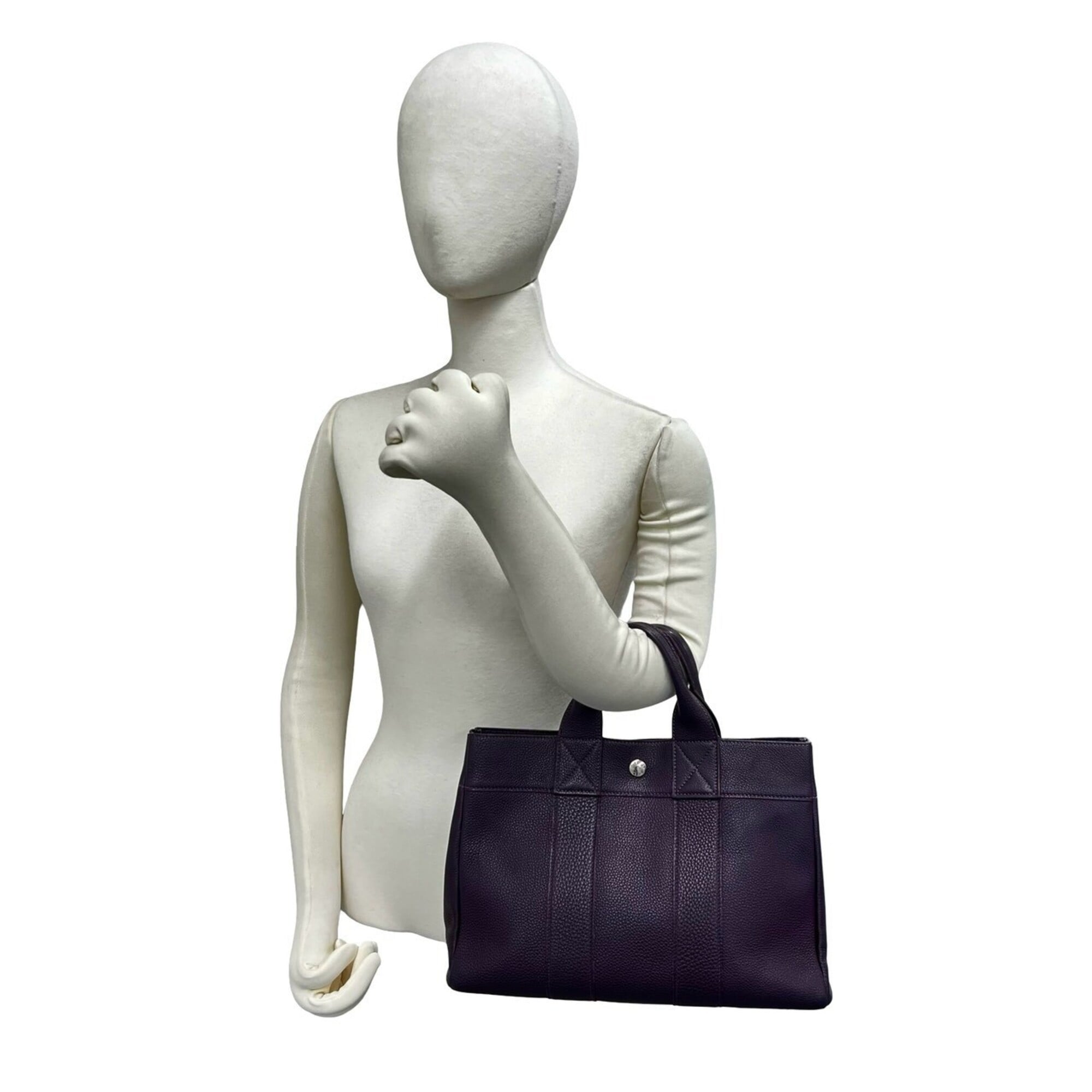 Hermes Purple Negonda Leather Handbag Tote Bag (Pre-Owned)