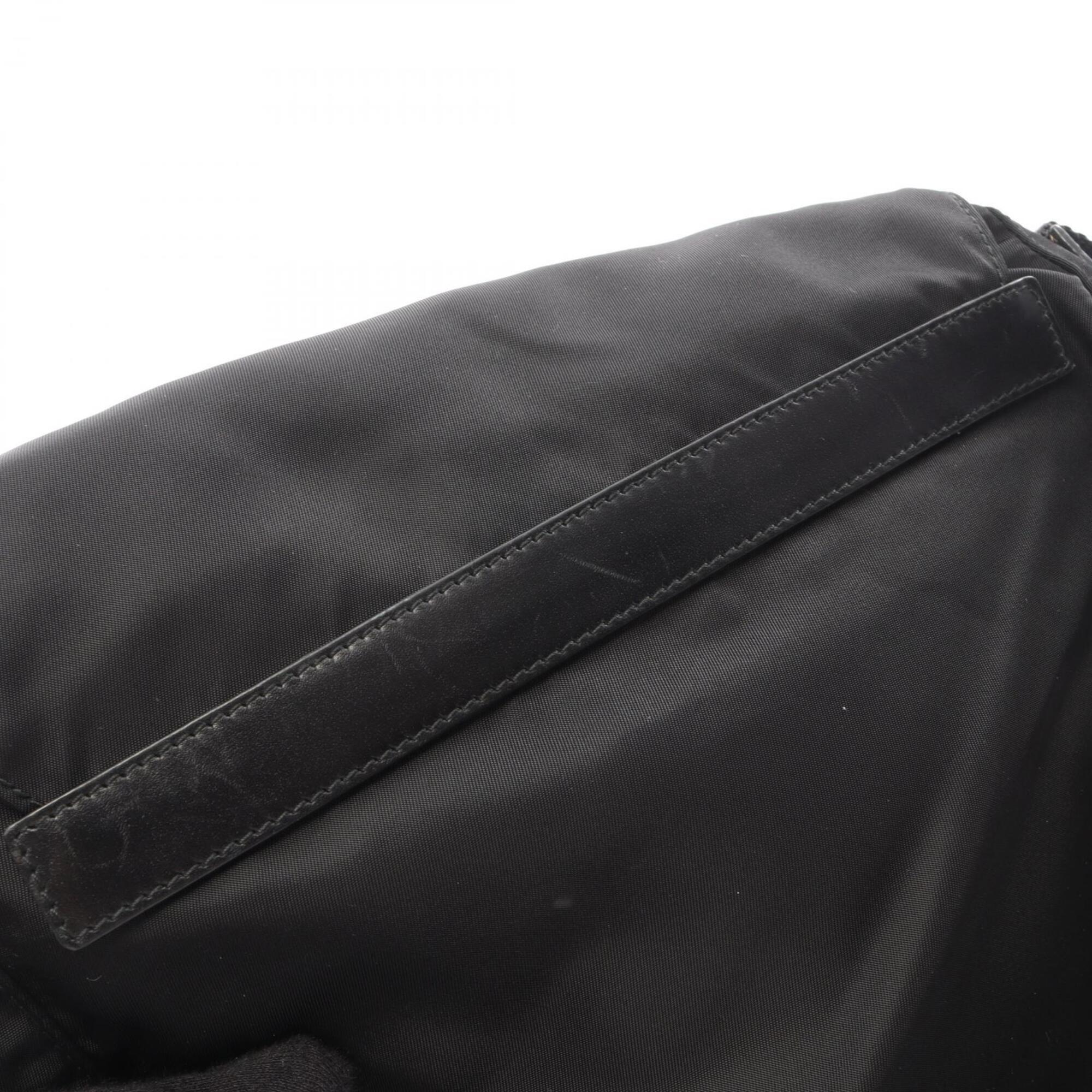 Prada Black Nylon Leather Handbag Shoulder Bag (Pre-Owned)