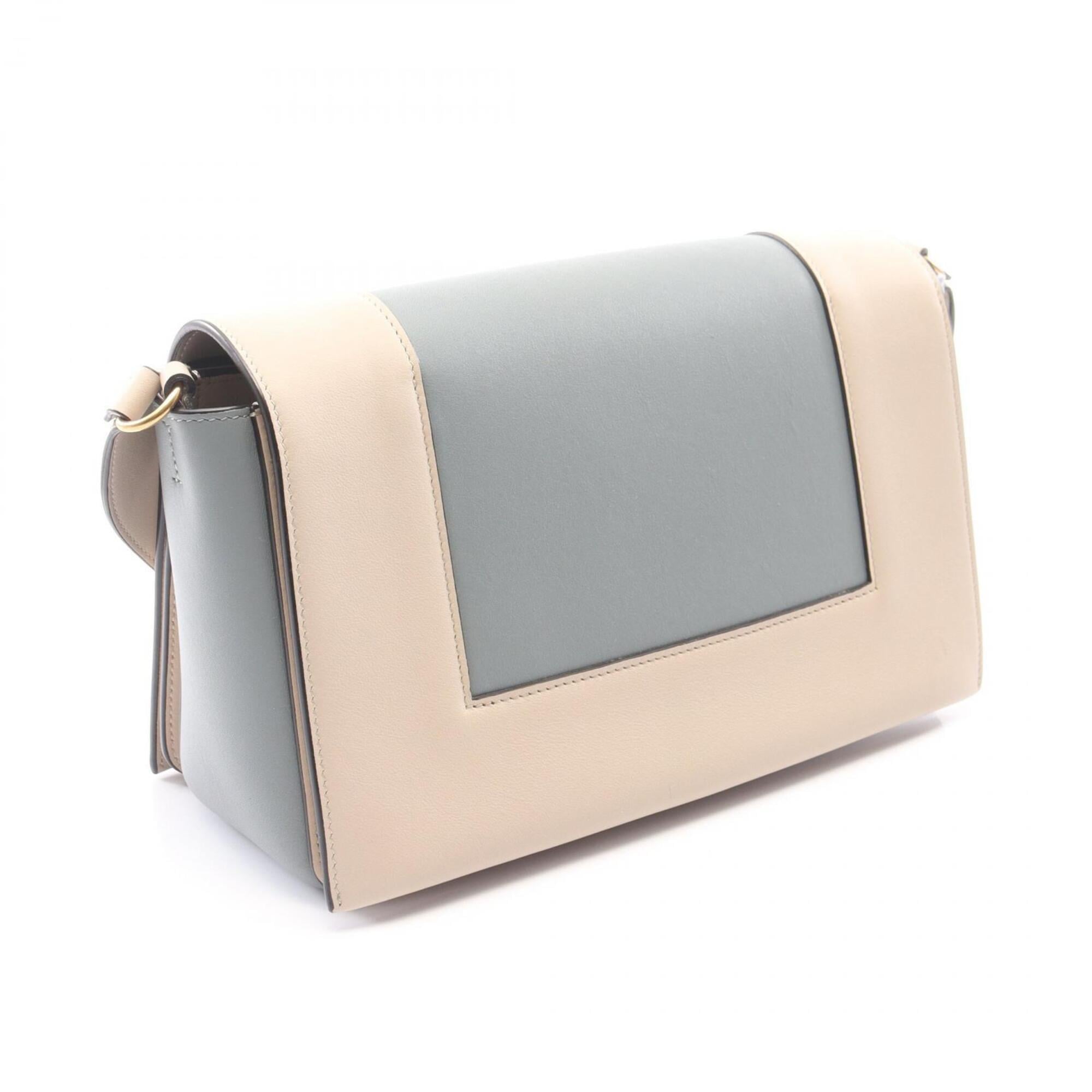 Celine Beige Blue Leather Handbag Shoulder Bag (Pre-Owned)