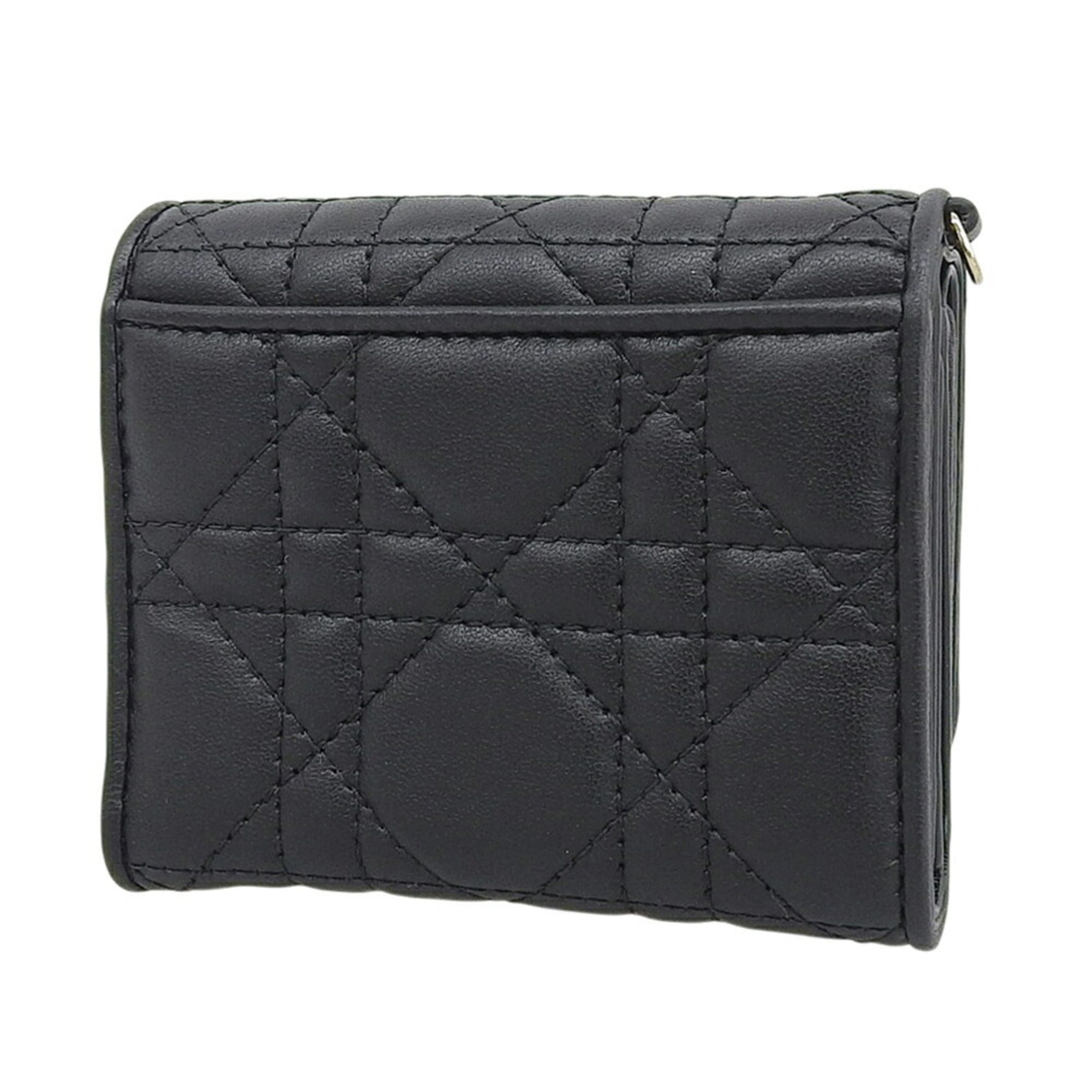 Christian Dior Black Leather Wallet (Tri-Fold) (Pre-Owned)