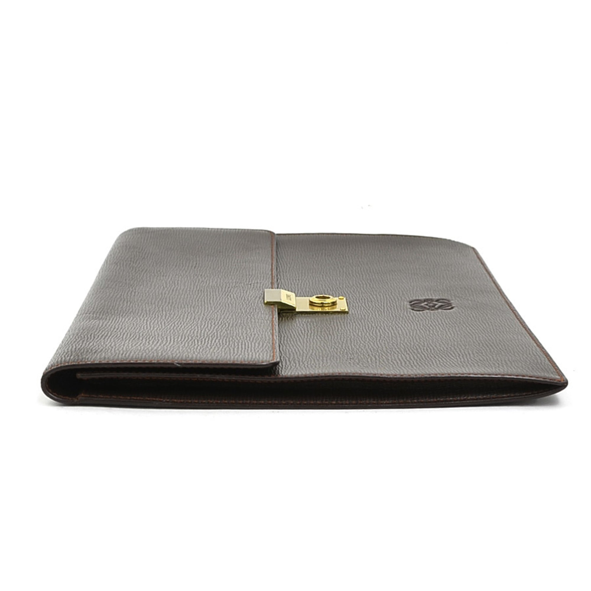 Loewe Dark Brown Leather Clutch Bag (Pre-Owned)