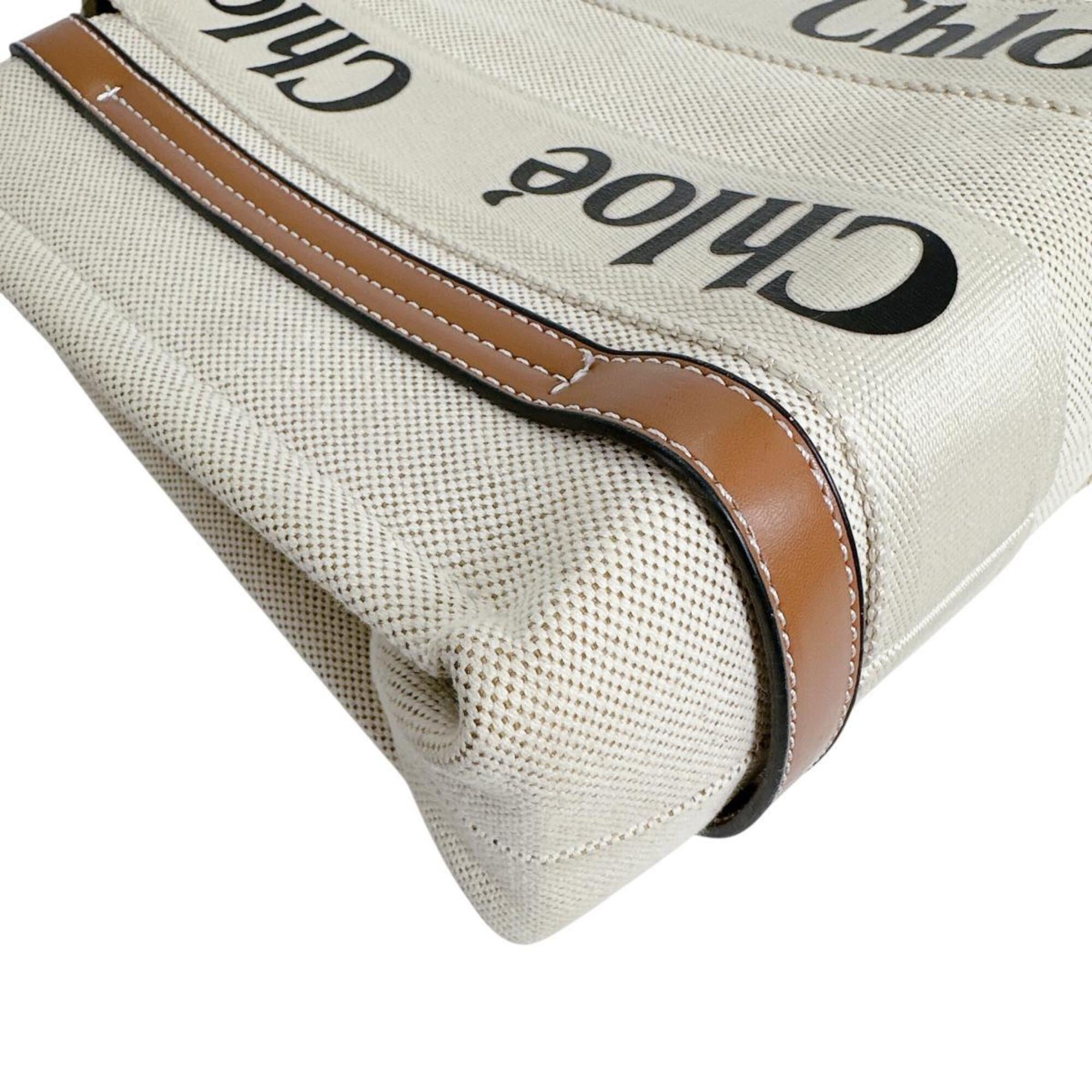 Chloé Beige Canvas Leather Handbag Tote Bag (Pre-Owned)
