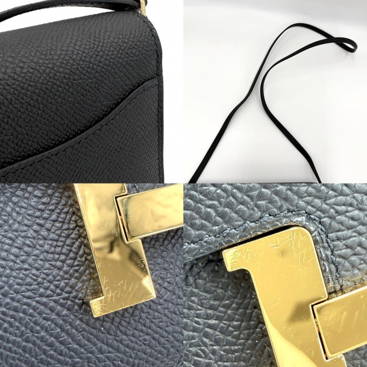 Hermes Black Epsom Leather Chain/Shoulder Wallet (Pre-Owned)