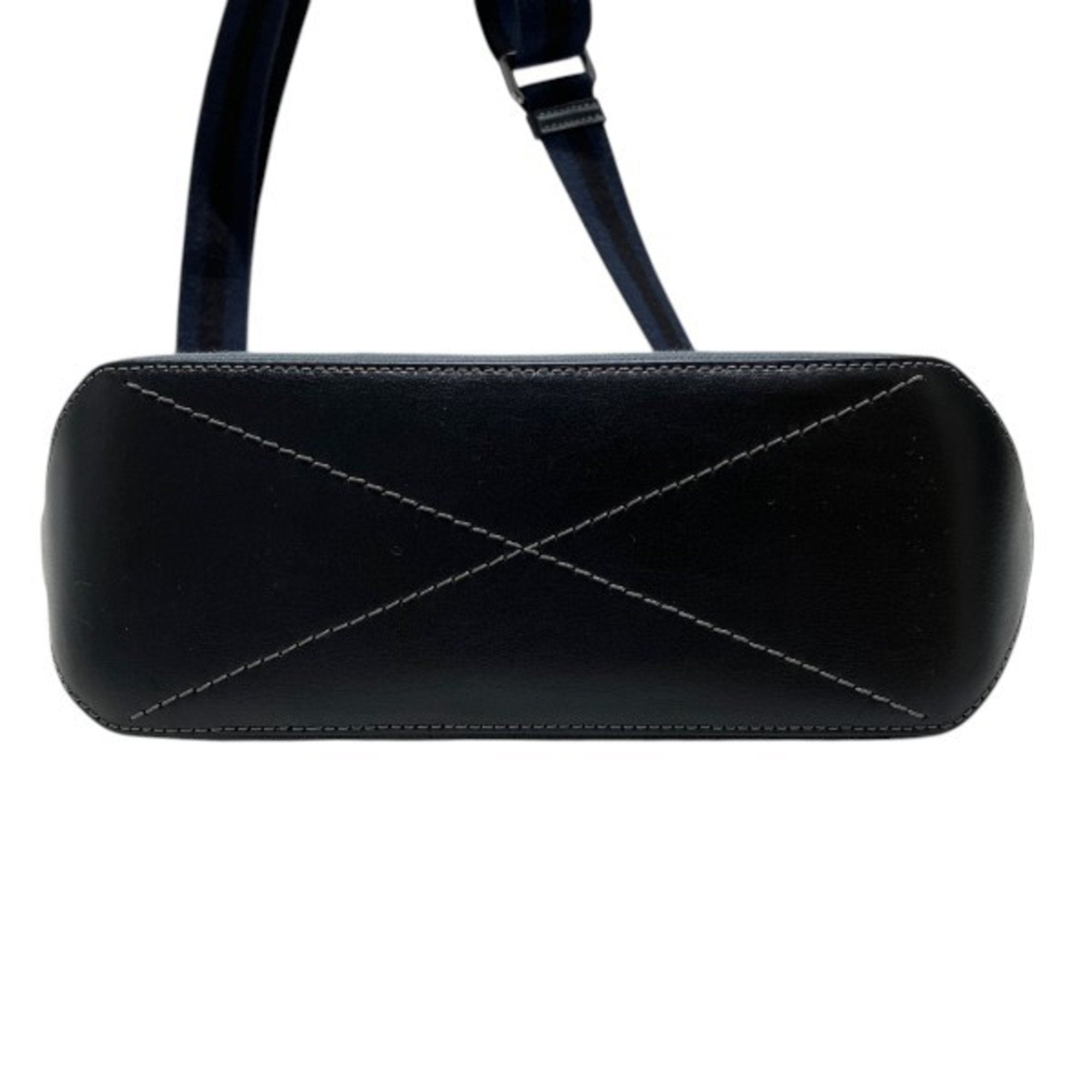 Coach Black Navy Canvas Leather Handbag Shoulder Bag (Pre-Owned)