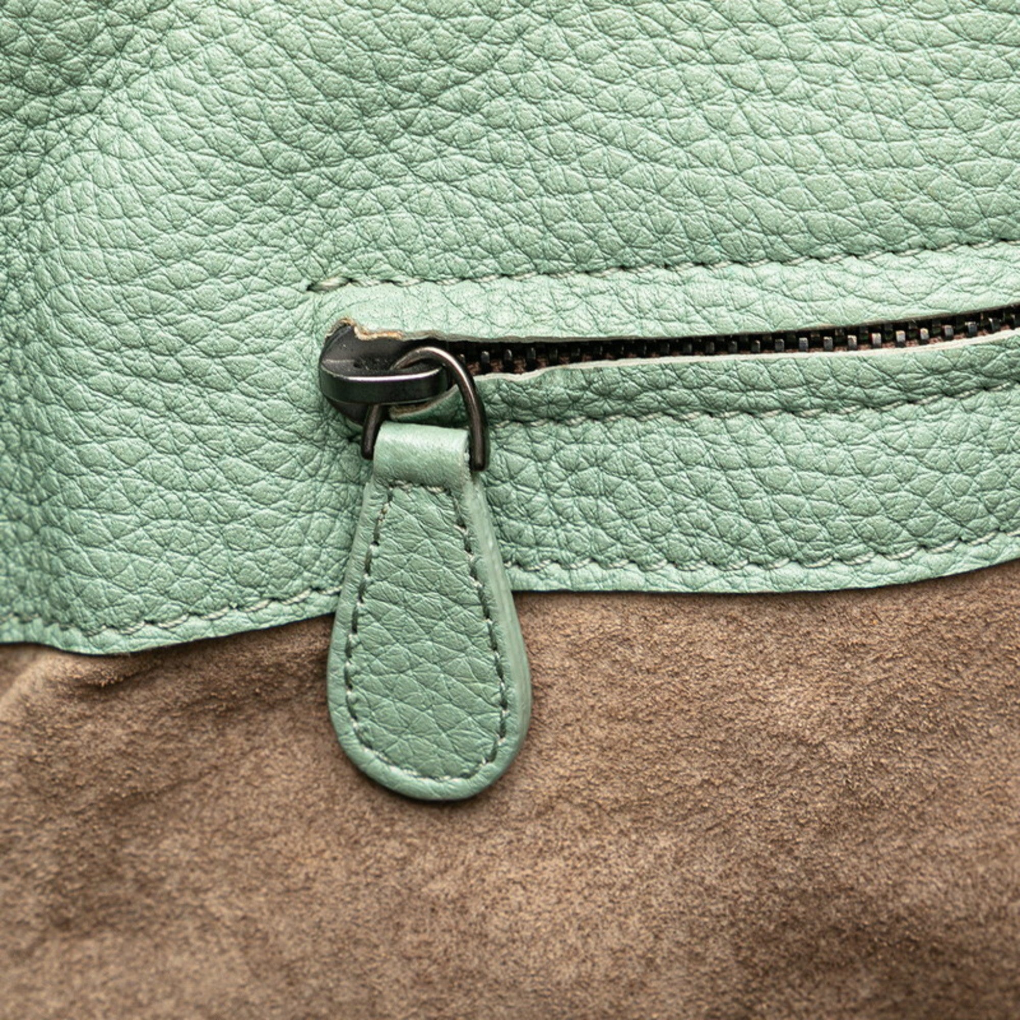 Bottega Veneta Intrecciato Green Leather Handbag (Pre-Owned)
