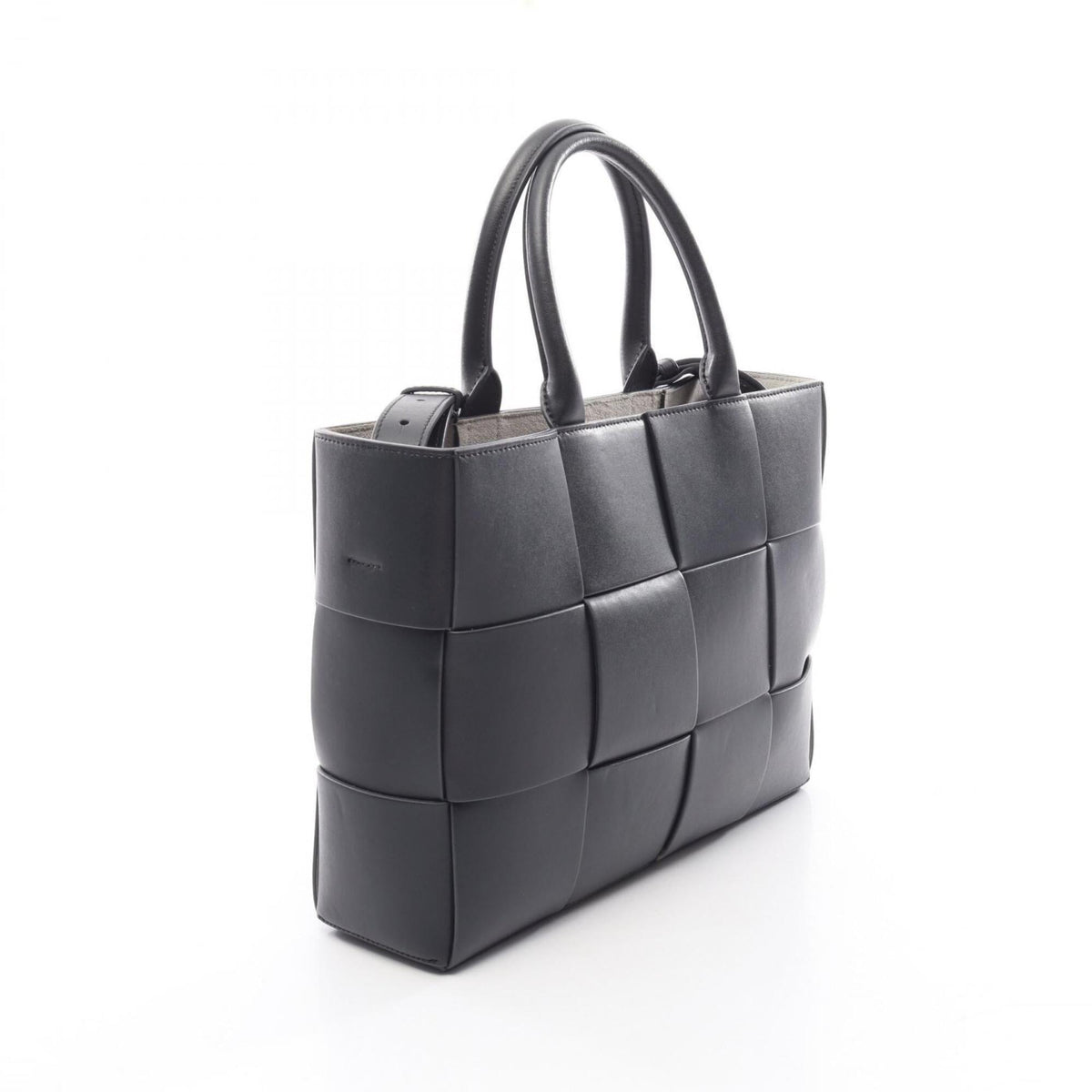 Bottega Veneta Gray Leather Handbag Tote Bag (Pre-Owned)