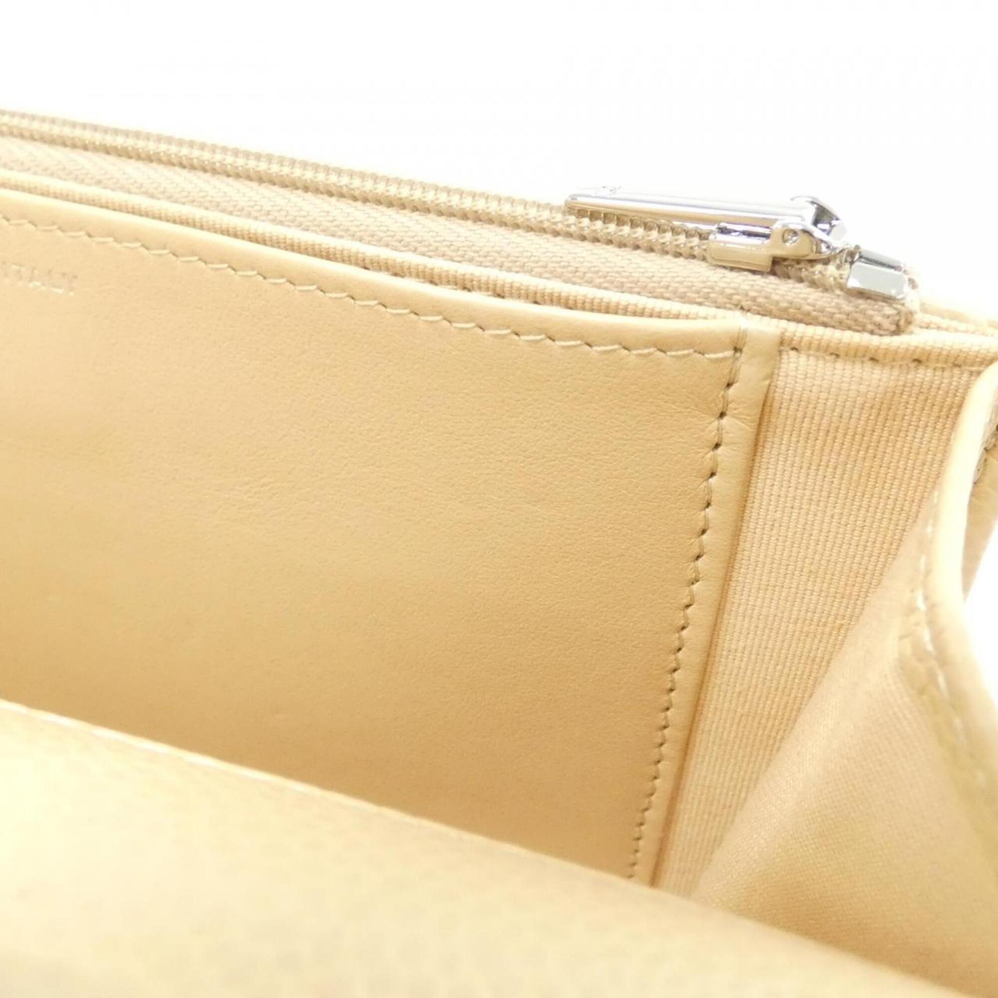 Chanel Beige Grained Calfskin Chain/Shoulder Wallet (Pre-Owned)