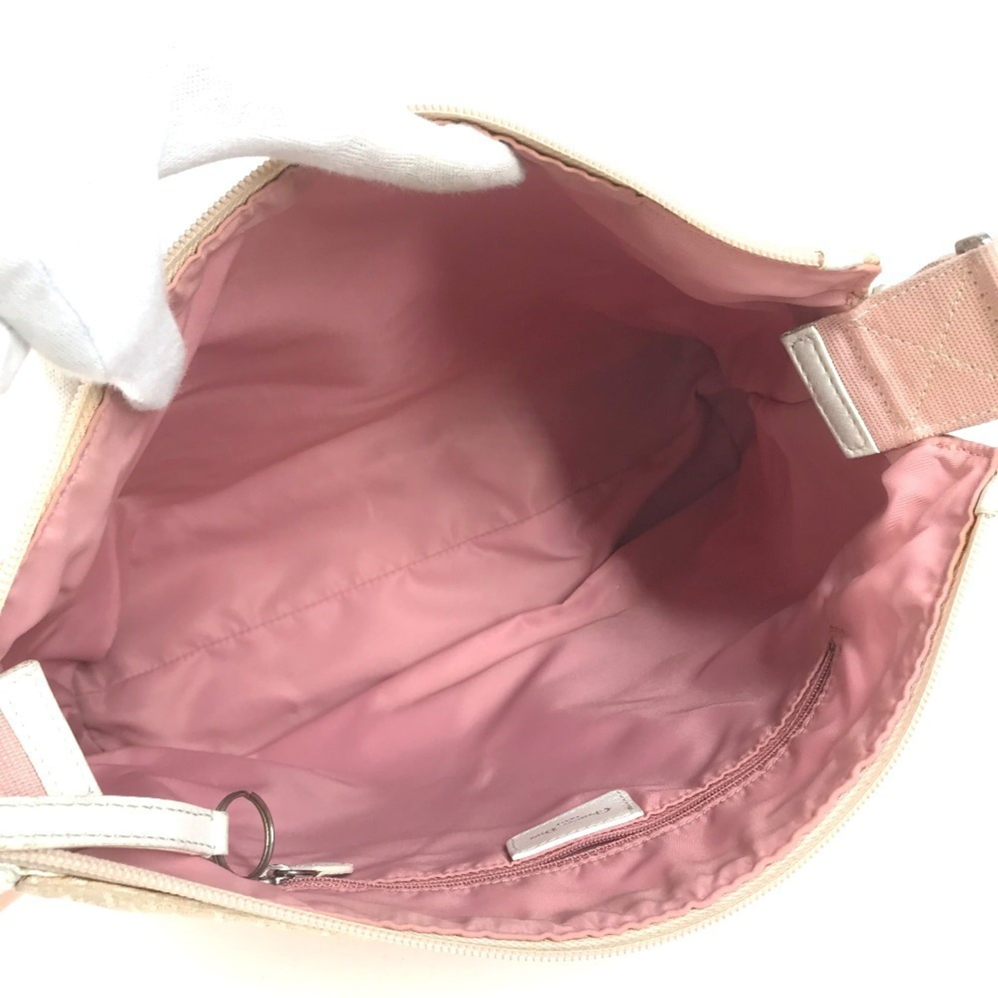 Christian Dior Pink White Yellow Leather Canvas Shoulder Bag (Pre-Owned)