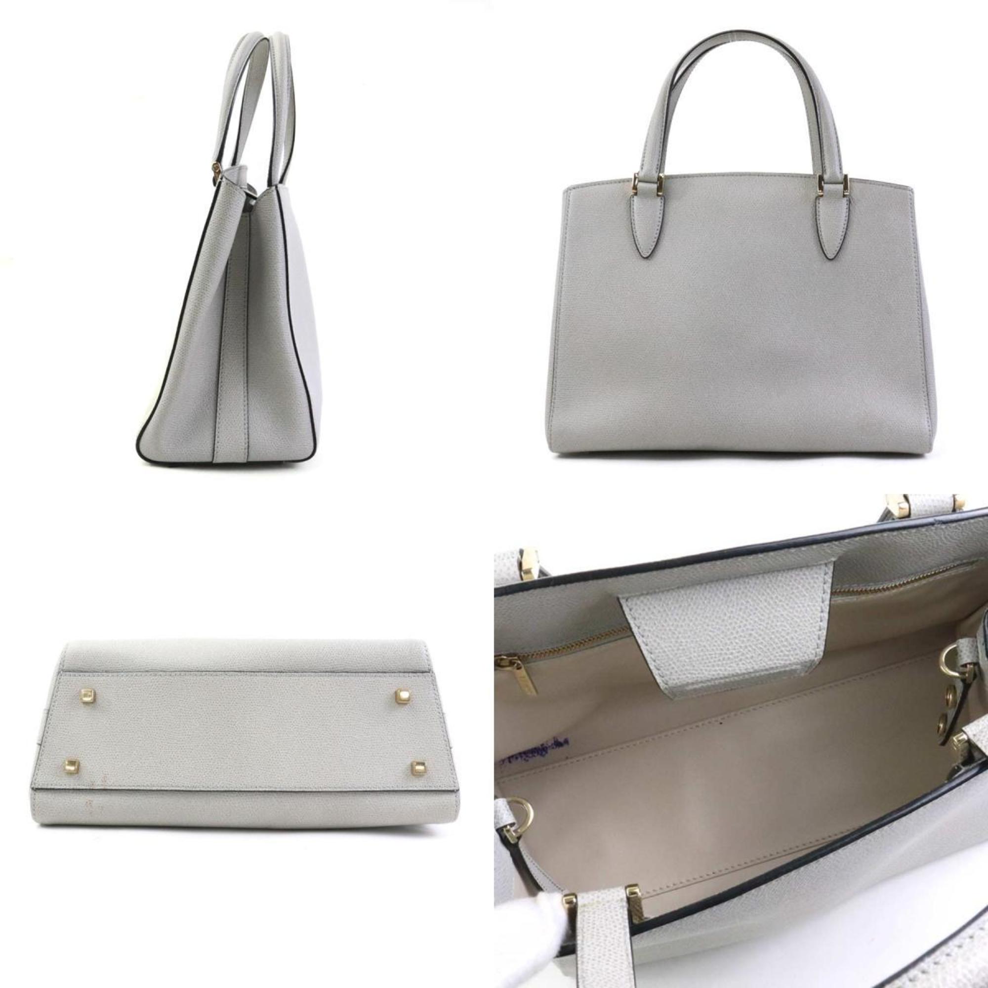Valextra Gray Leather Handbag Shoulder Bag (Pre-Owned)