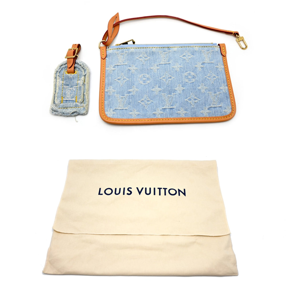 Louis Vuitton Blue Monogram Denim Leather Shoulder Bag (Pre-Owned)