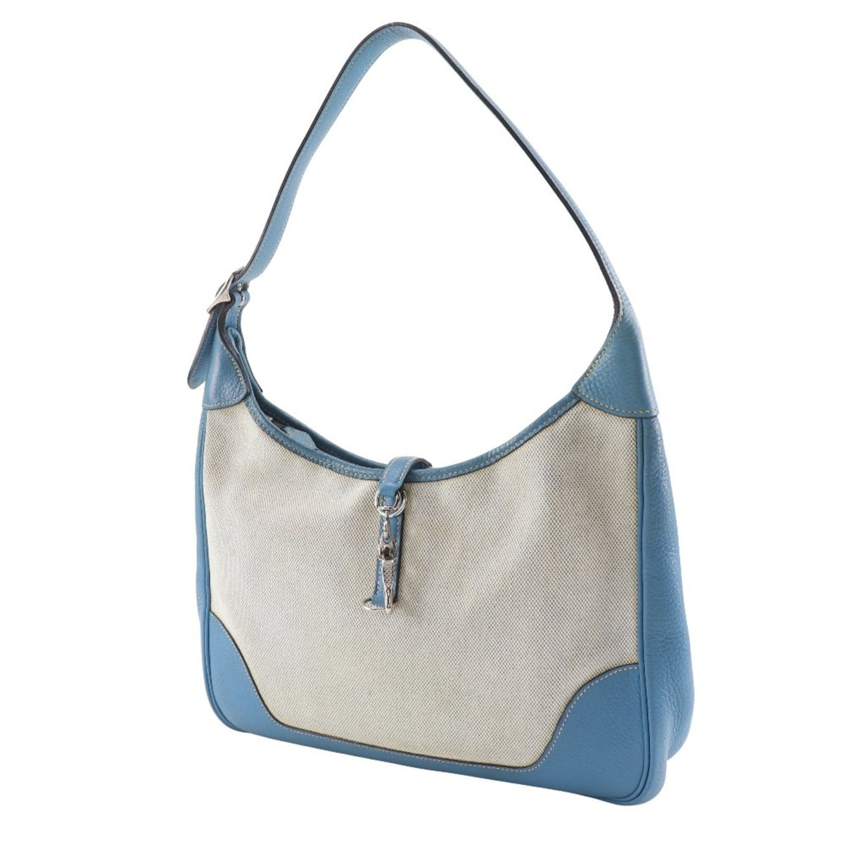Hermes Trim Blue Natural Toile H Shoulder Bag (Pre-Owned)