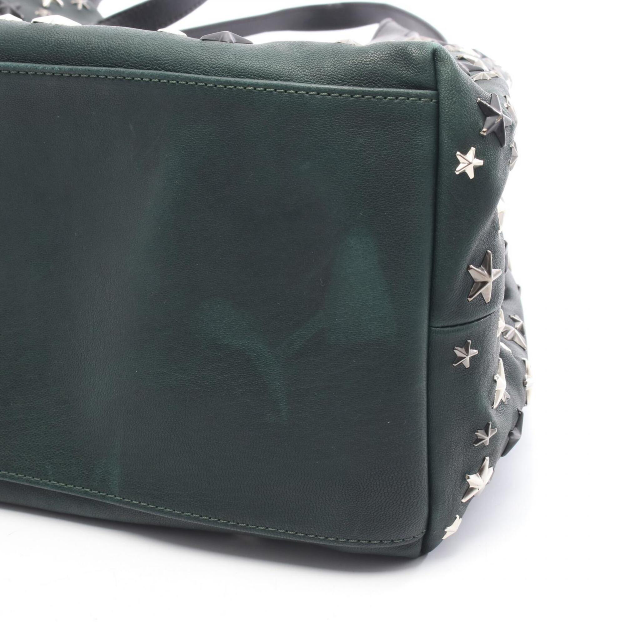 Jimmy Choo Green Leather Handbag Tote Bag (Pre-Owned)