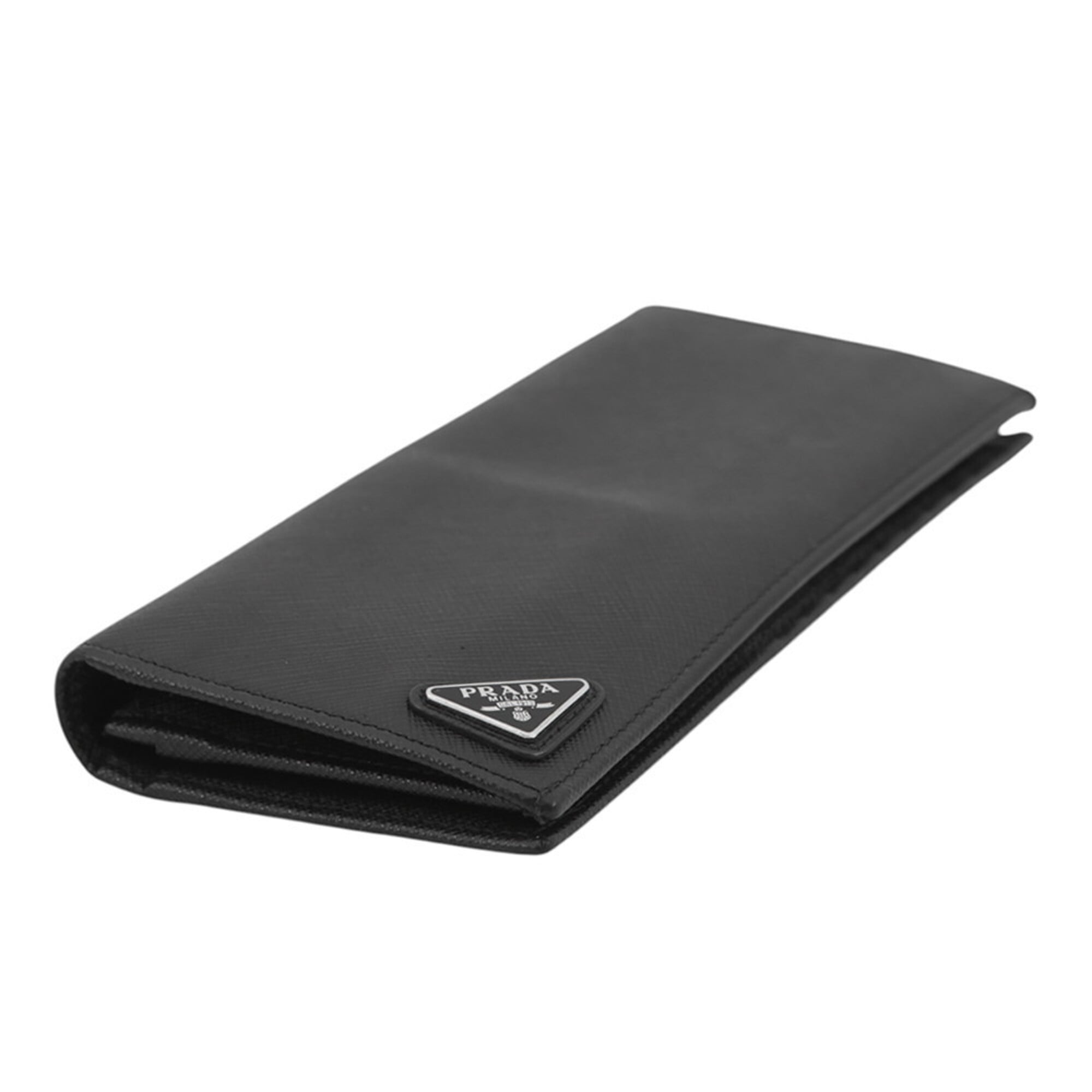 Prada Black Saffiano Leather Long Wallet (Bi-Fold) (Pre-Owned)