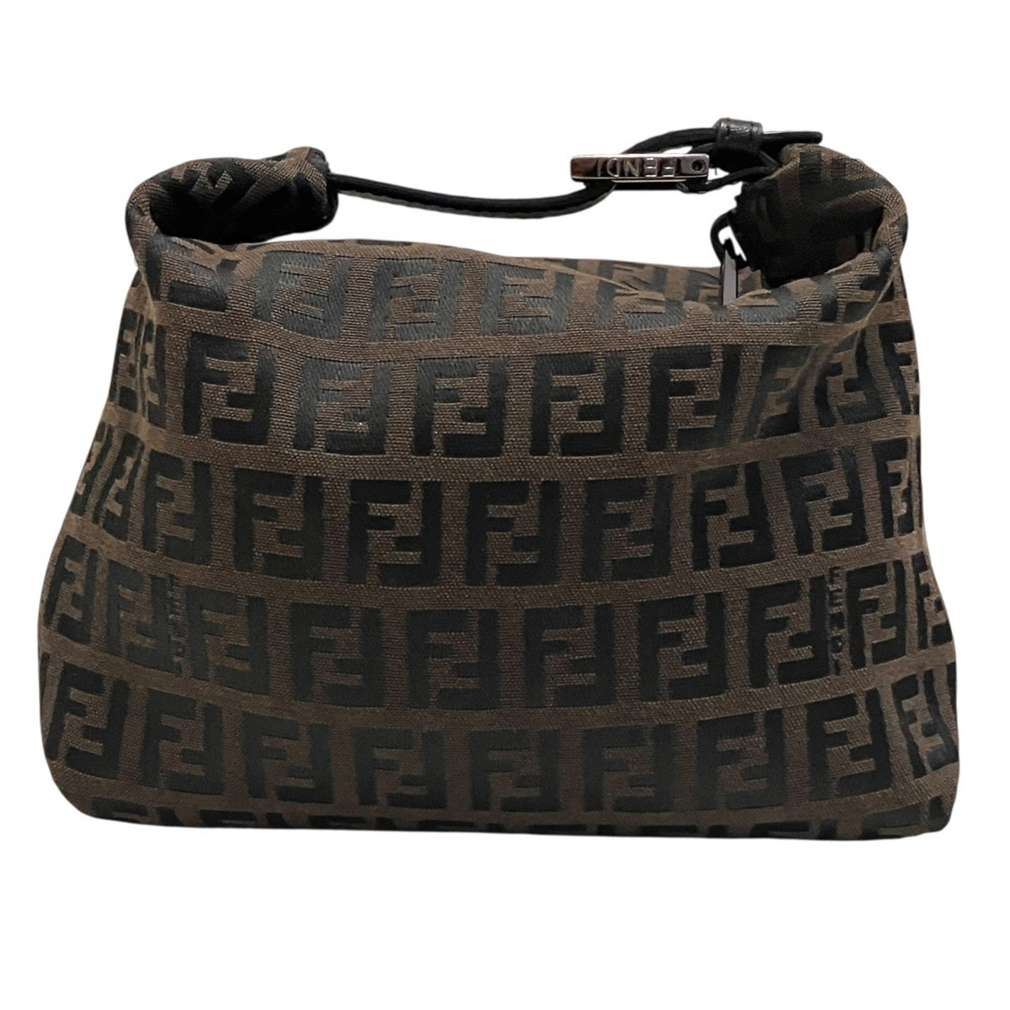 Fendi Zucca Brown Canvas Leather Handbag (Pre-Owned)
