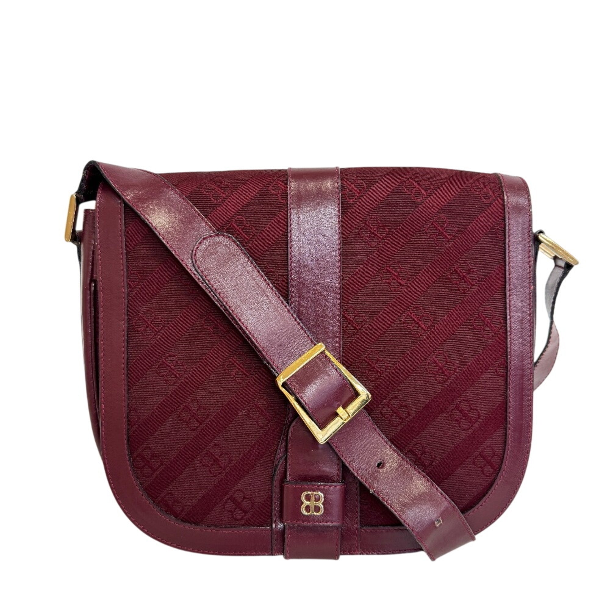 Balenciaga Bordeaux Canvas Leather Shoulder Bag (Pre-Owned)