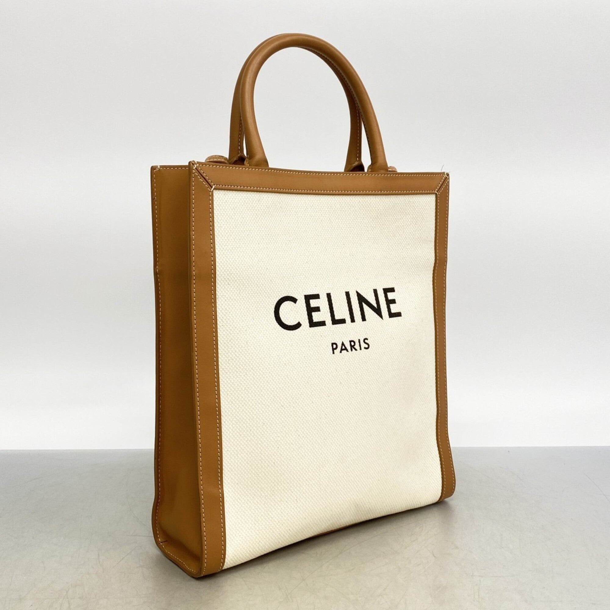 Celine Beige Brown Canvas Handbag (Pre-Owned)