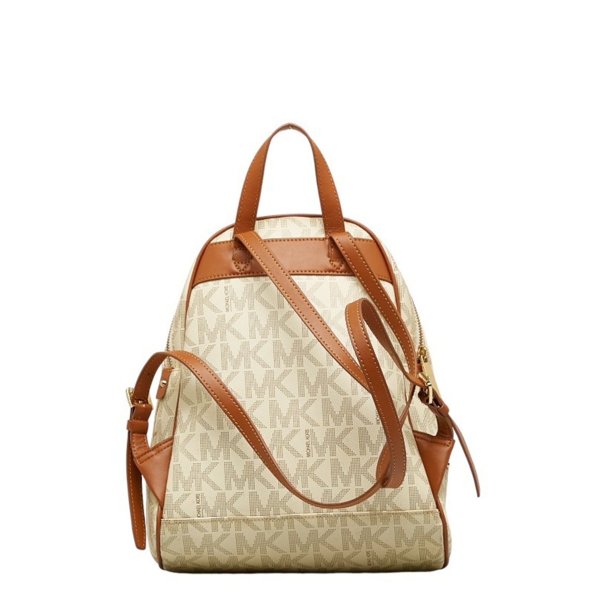 Michael Kors Brown White Pvc Leather Backpack (Pre-Owned)