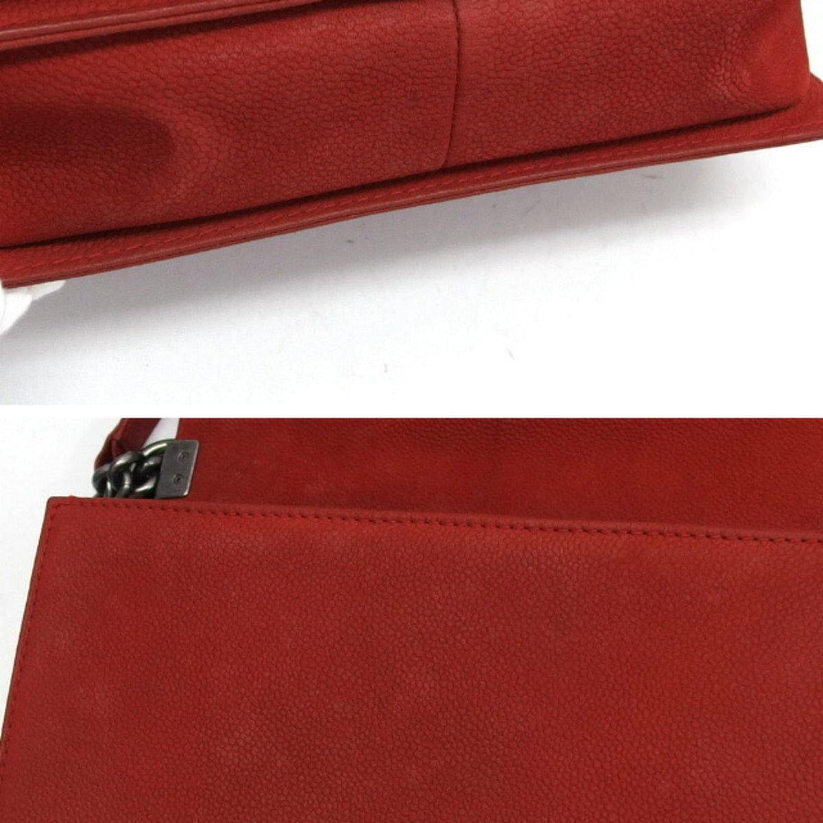 Chanel Red Color Grained Calfskin Shoulder Bag (Pre-Owned)