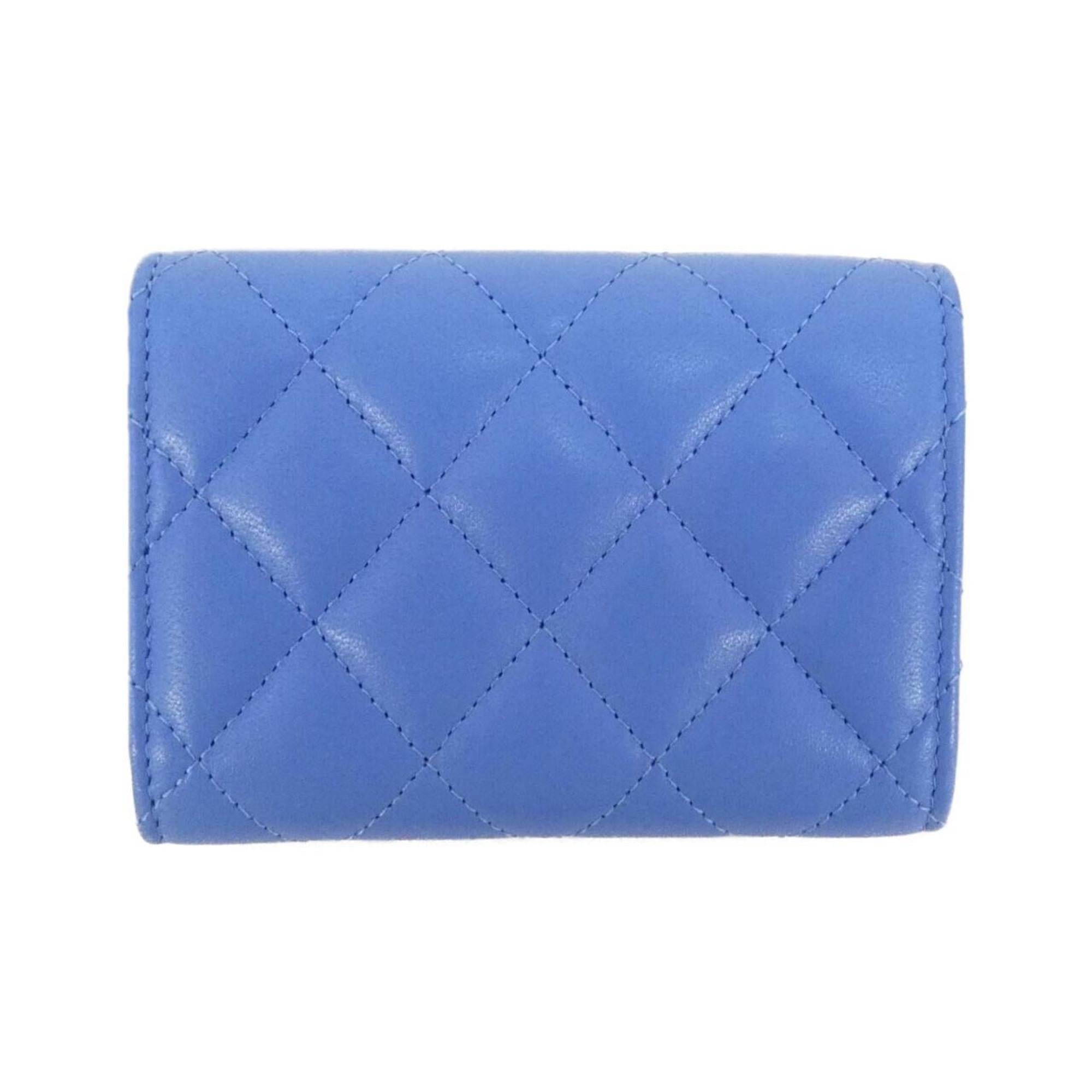 Chanel Blue Leather Wallet (Tri-Fold) (Pre-Owned)