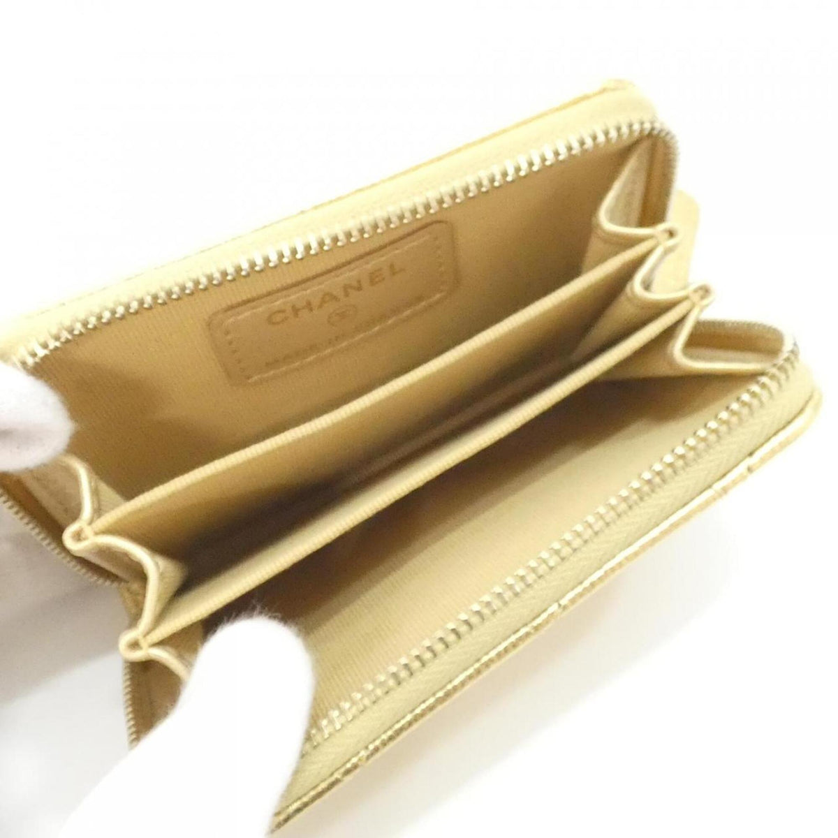 Chanel Gold Grained Calfskin Coin Purse/Coin Case (Pre-Owned)