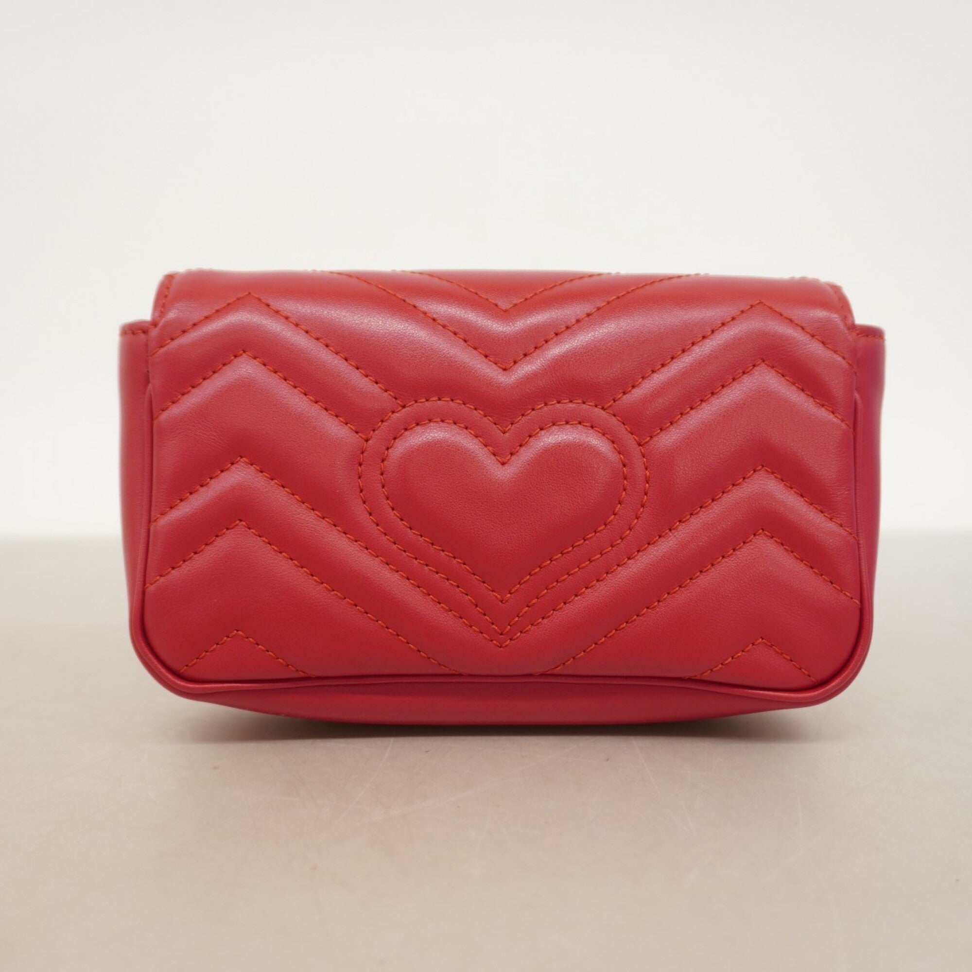 Gucci Red Color Leather Shoulder Bag (Pre-Owned)
