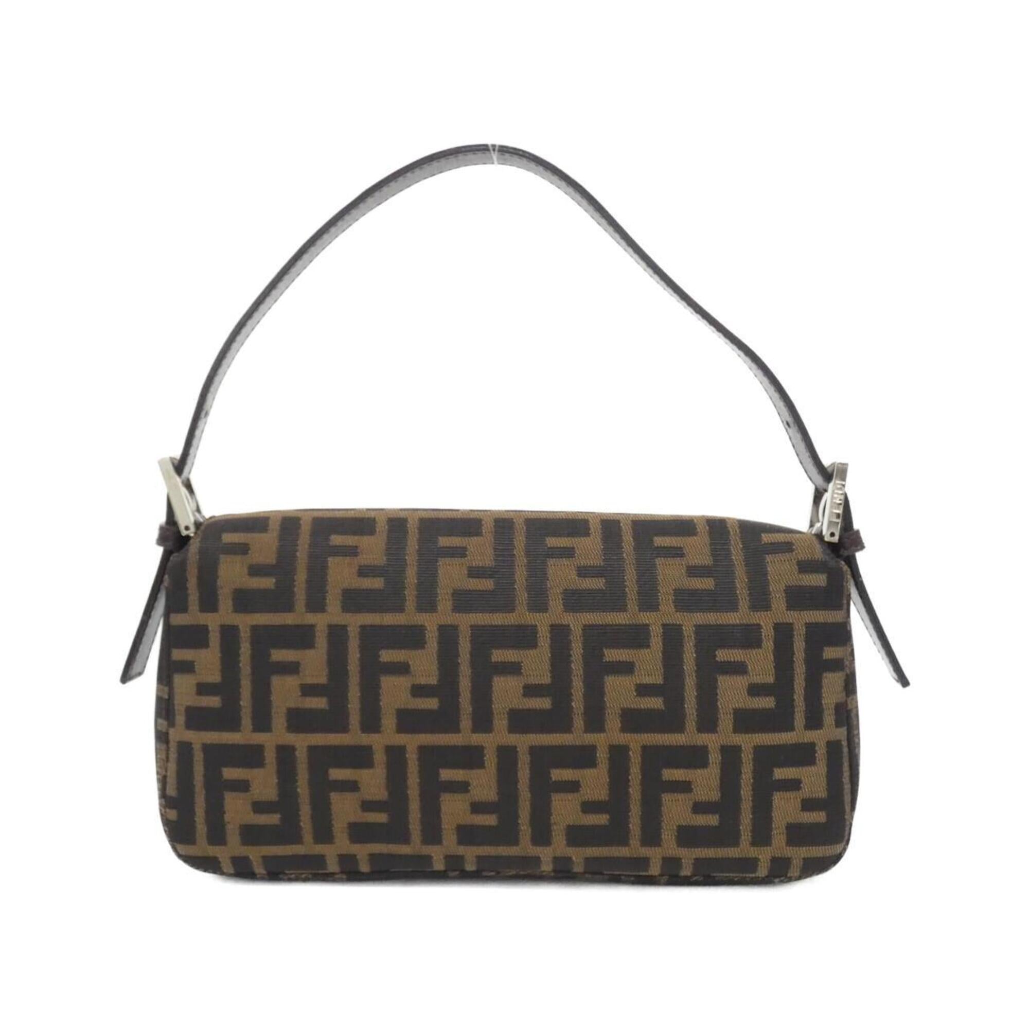 Fendi Baguette Brown Canvas Shoulder Bag (Pre-Owned)