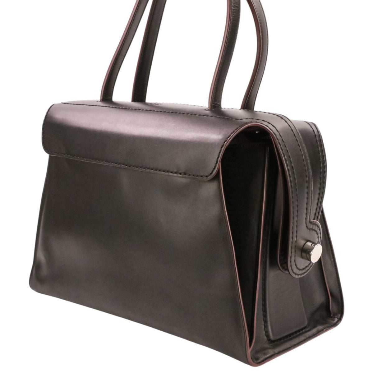 Tod's Black Leather Boston Bag Handbag (Pre-Owned)