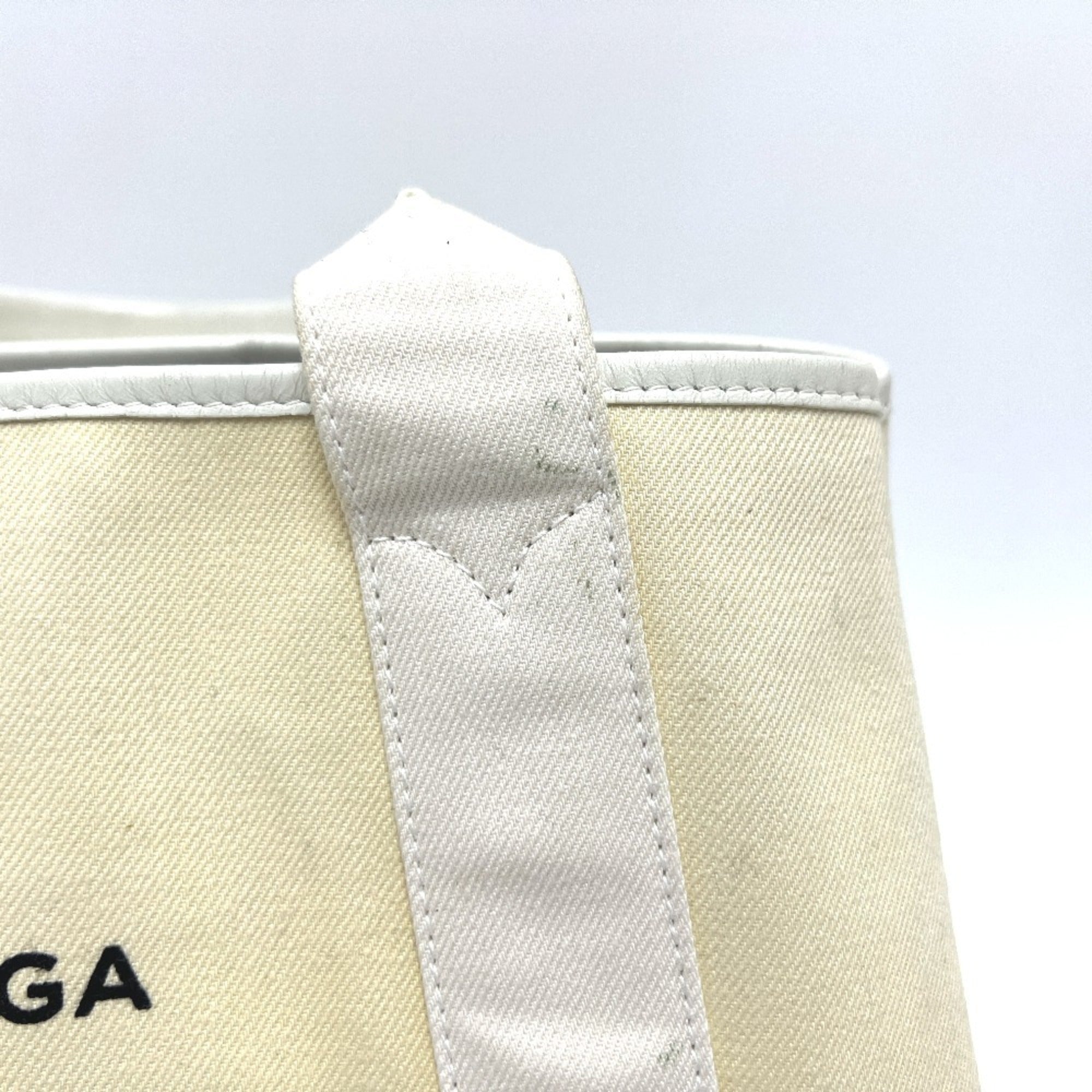 Balenciaga White Canvas Leather Handbag Tote Bag (Pre-Owned)