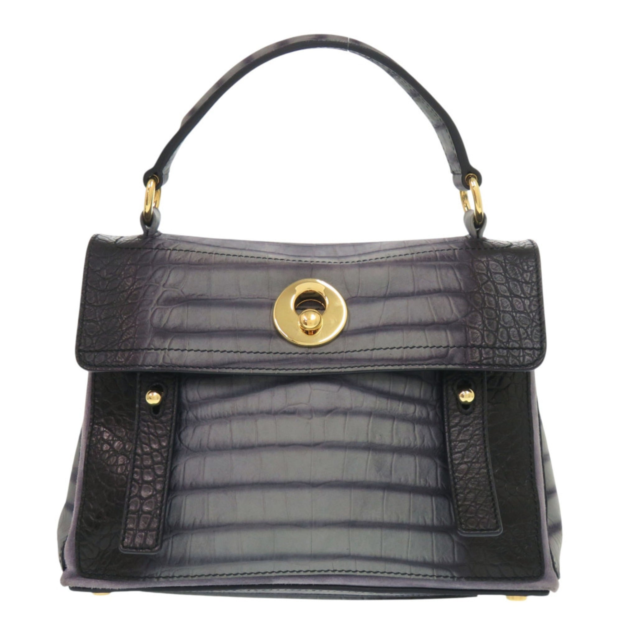 Yves Saint Laurent Black Gray Leather Handbag (Pre-Owned)