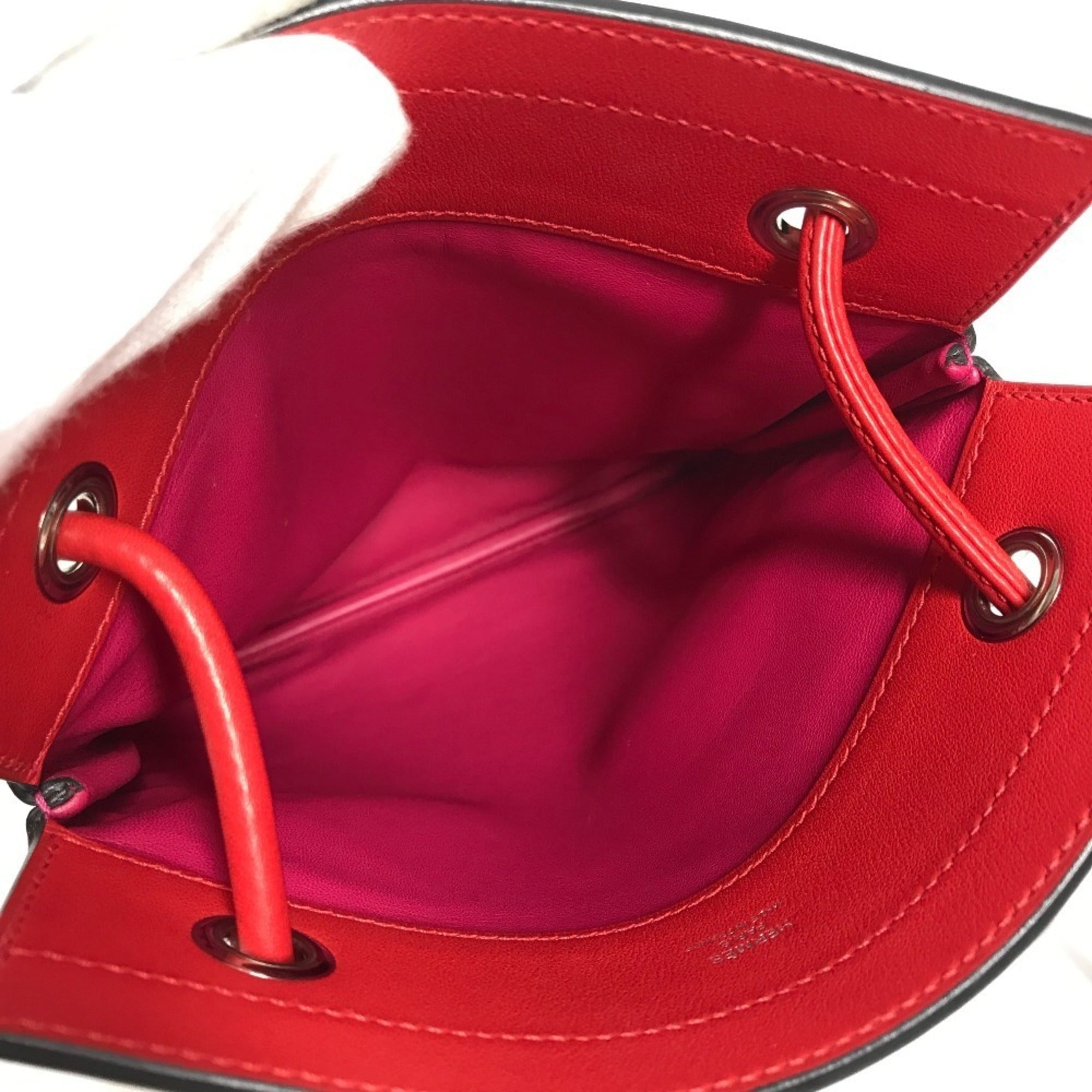 Hermes Pink Red Color Leather Pochette Shoulder Bag (Pre-Owned)