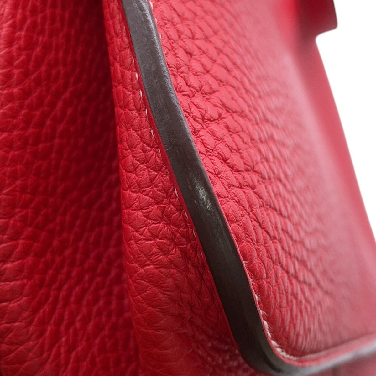 Hermes Rouge Casaque Taurillon Clemence Leather Handbag (Pre-Owned)