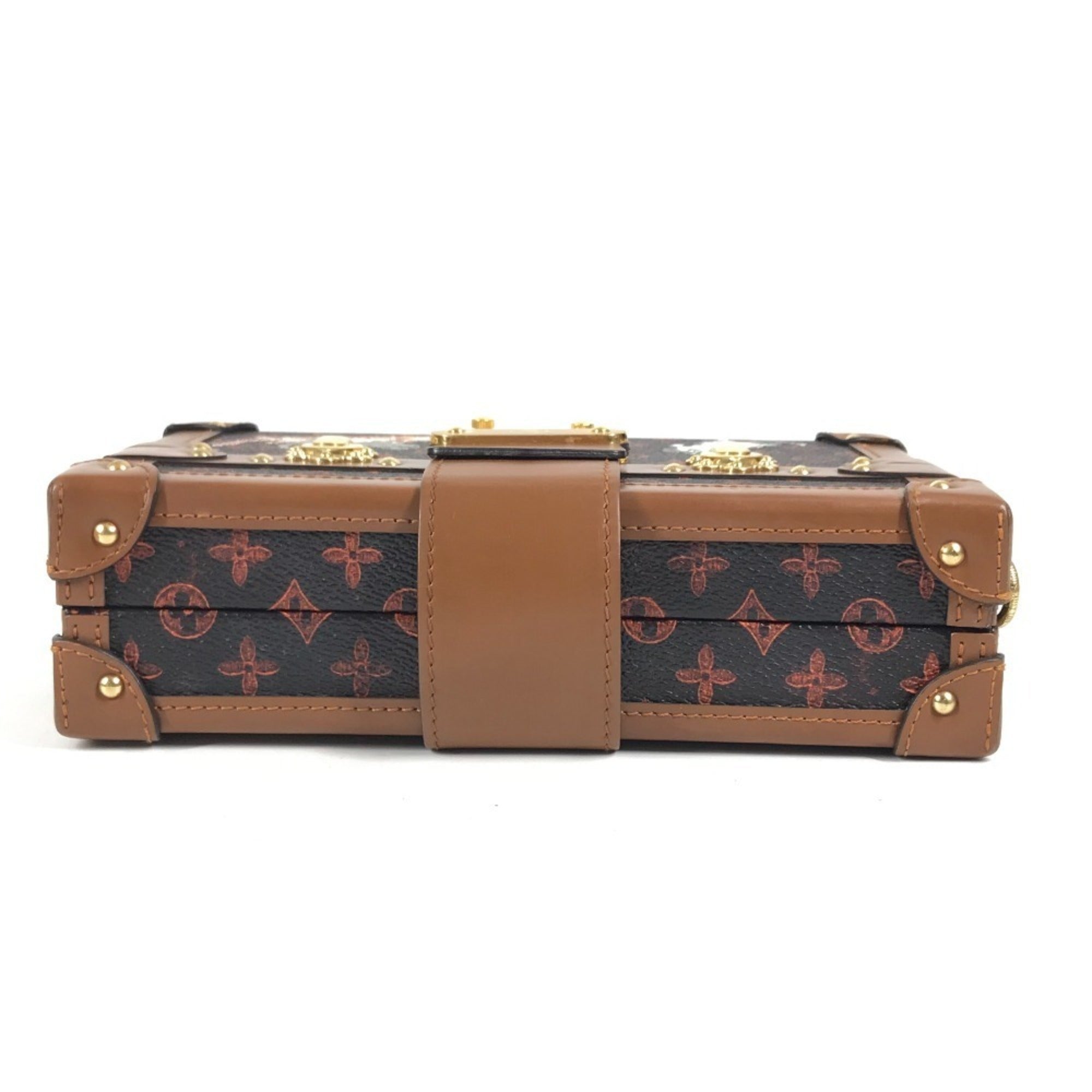 Louis Vuitton Brown Red Color Monogram Canvas Clutch Bag Shoulder Bag (Pre-Owned)