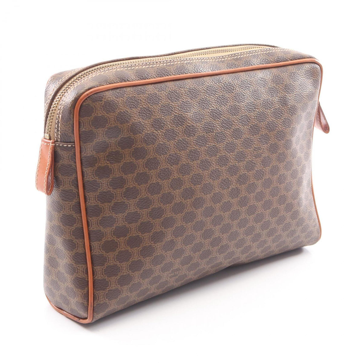 Celine Macadam Brown Coated Canvas Clutch Bag Handbag (Pre-Owned)