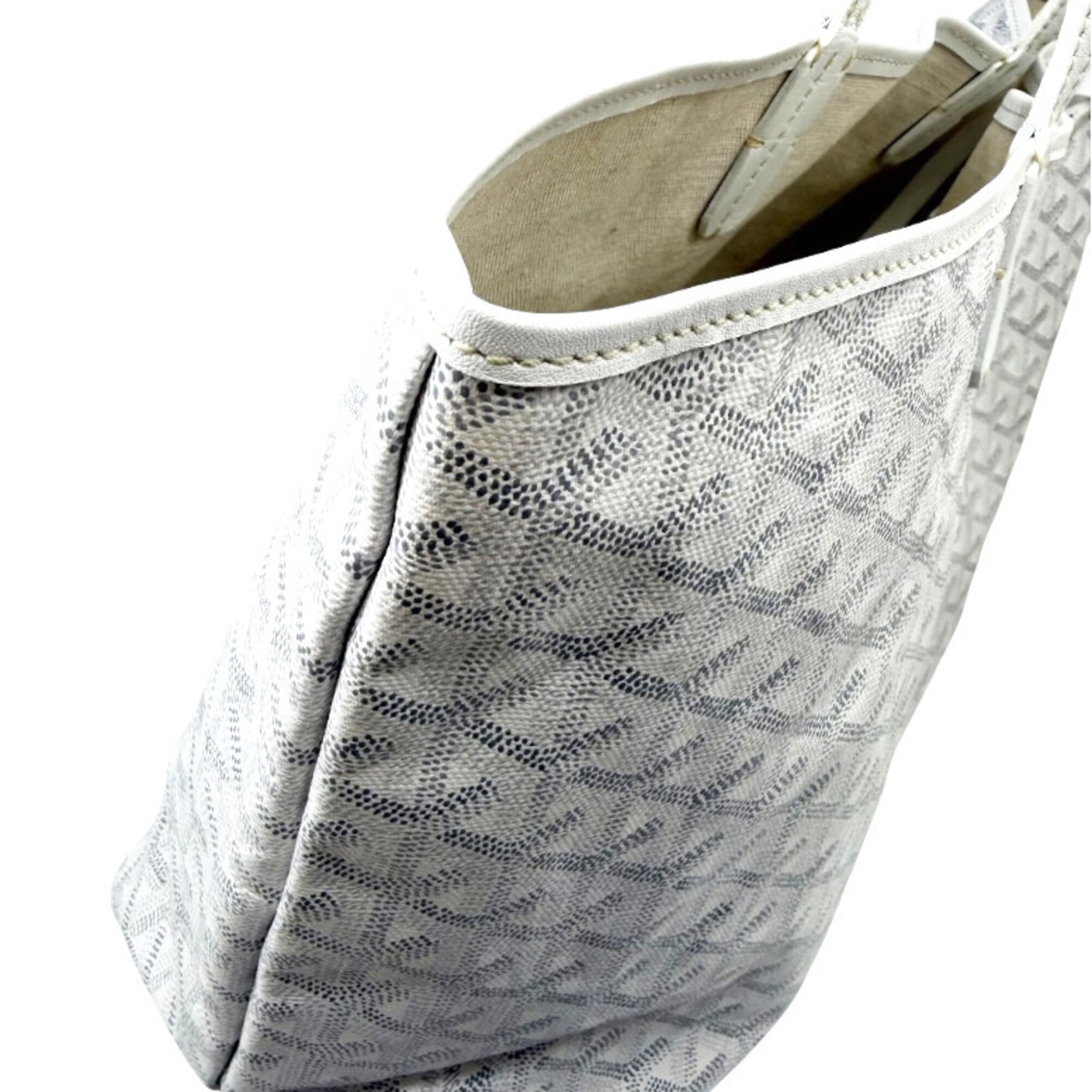 Goyard White Coated Canvas Leather Shoulder Bag Tote Bag (Pre-Owned)