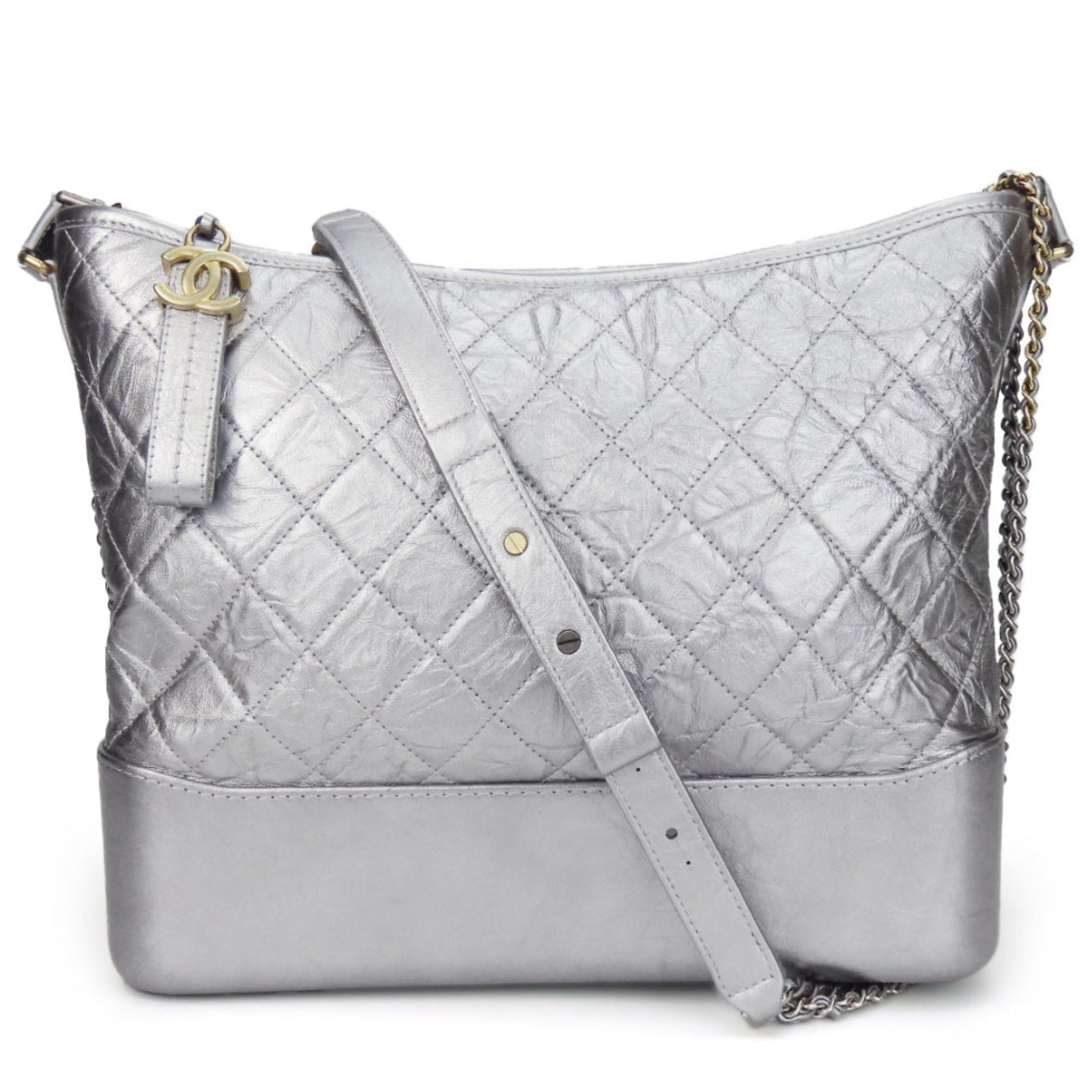 Chanel Metallic Silver Leather Shoulder Bag (Pre-Owned)