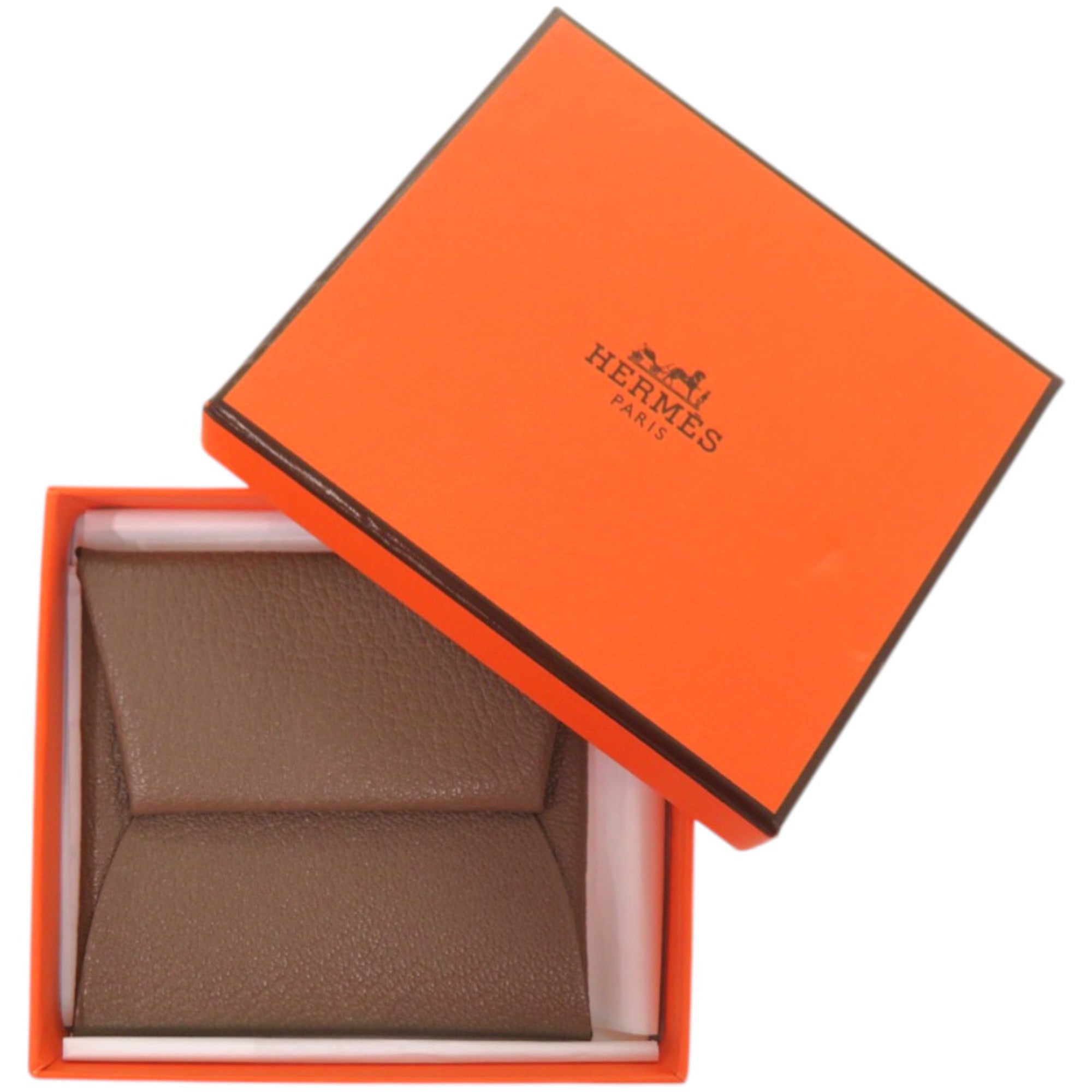 Hermes Brown Etoupe Gray Chevre Leather Coin Purse/Coin Case (Pre-Owned)