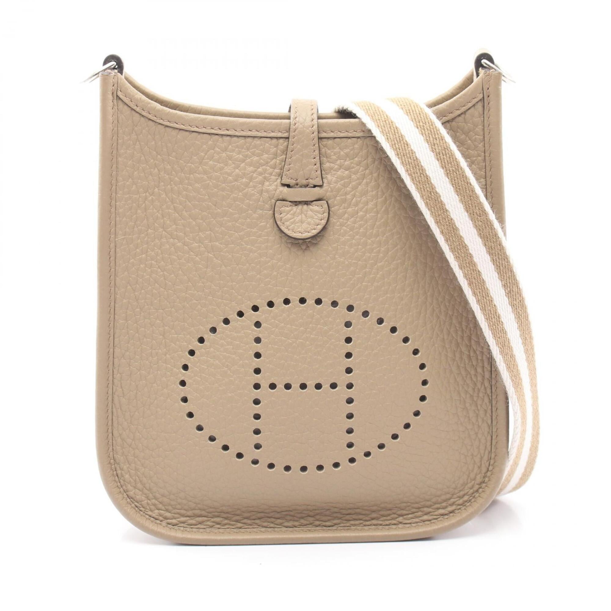 Hermes Beige Taurillon Clemence Leather Handbag Shoulder Bag (Pre-Owned)