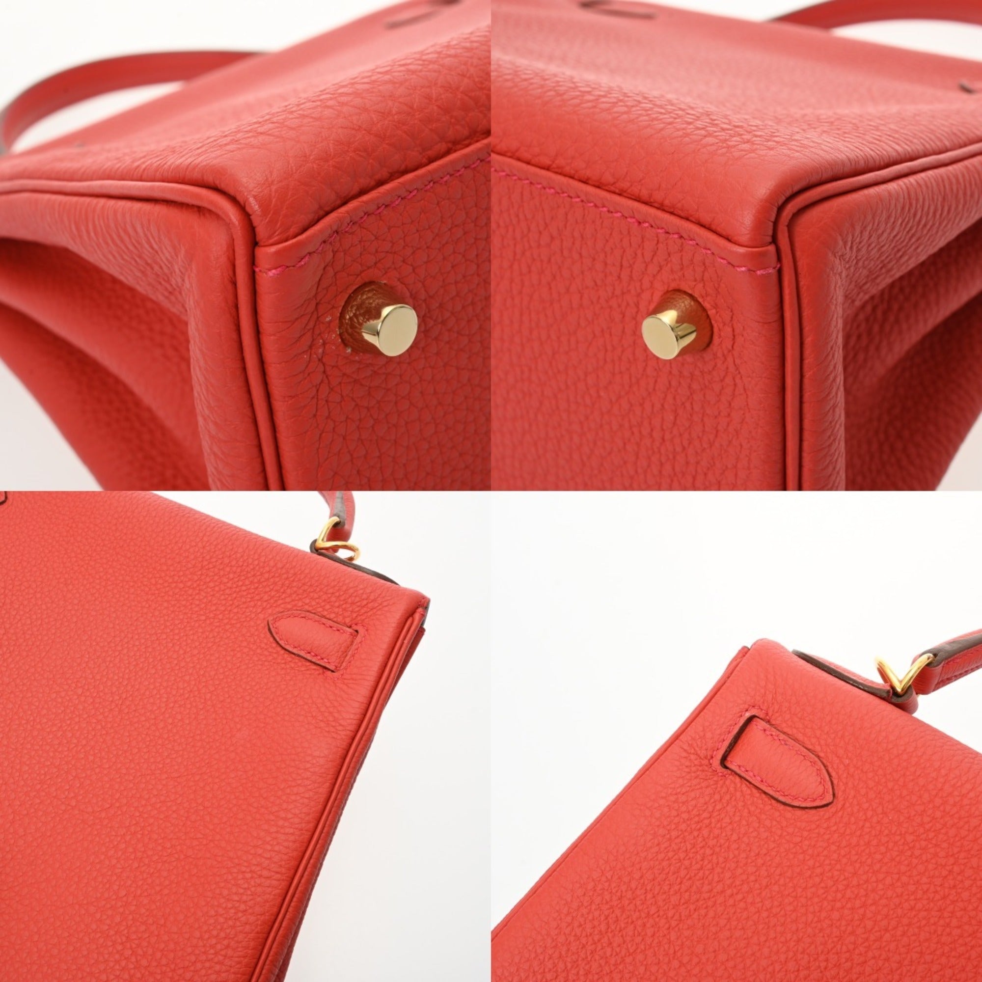 Hermes Vermilion Taurillon Clemence Leather Handbag (Pre-Owned)