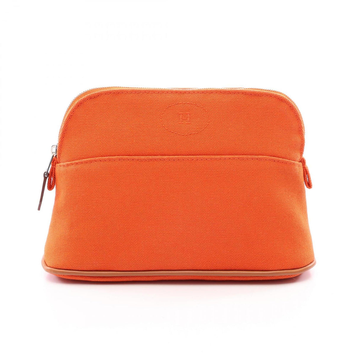 Hermes Feu Orange Canvas Leather Pouch (Pre-Owned)