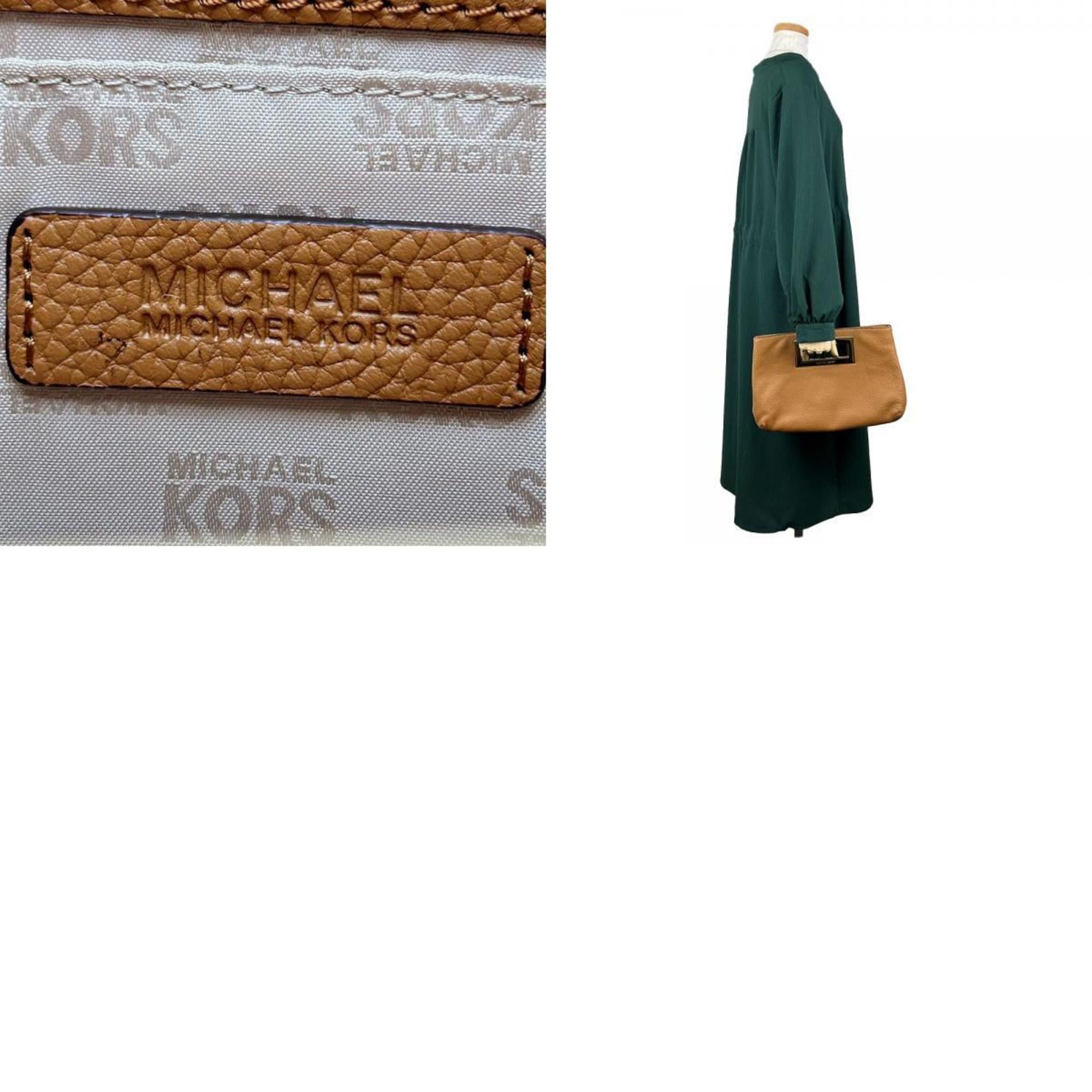 Michael Kors Camel Leather Clutch Bag Handbag (Pre-Owned)