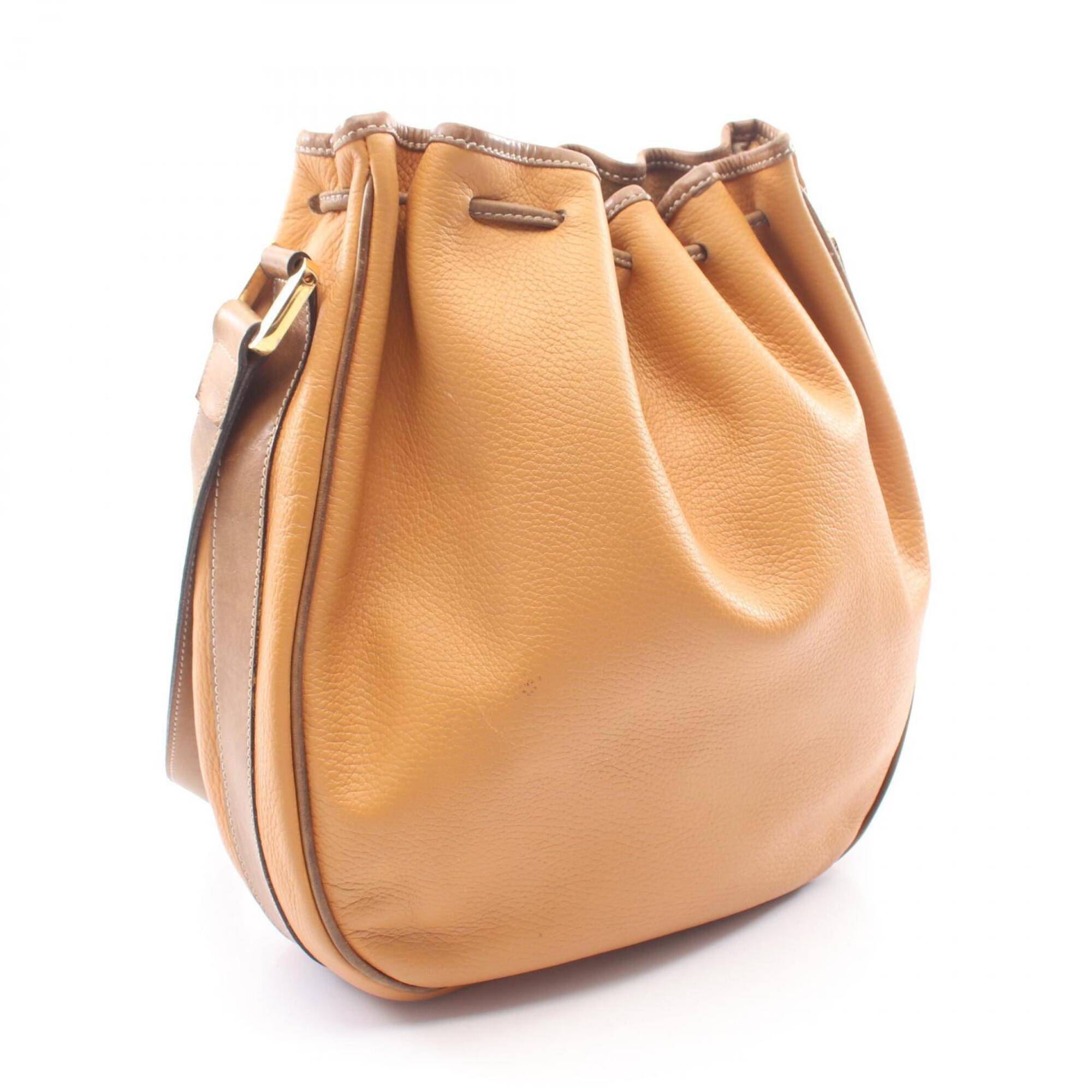 Loewe Brown Orange Leather Handbag Shoulder Bag (Pre-Owned)