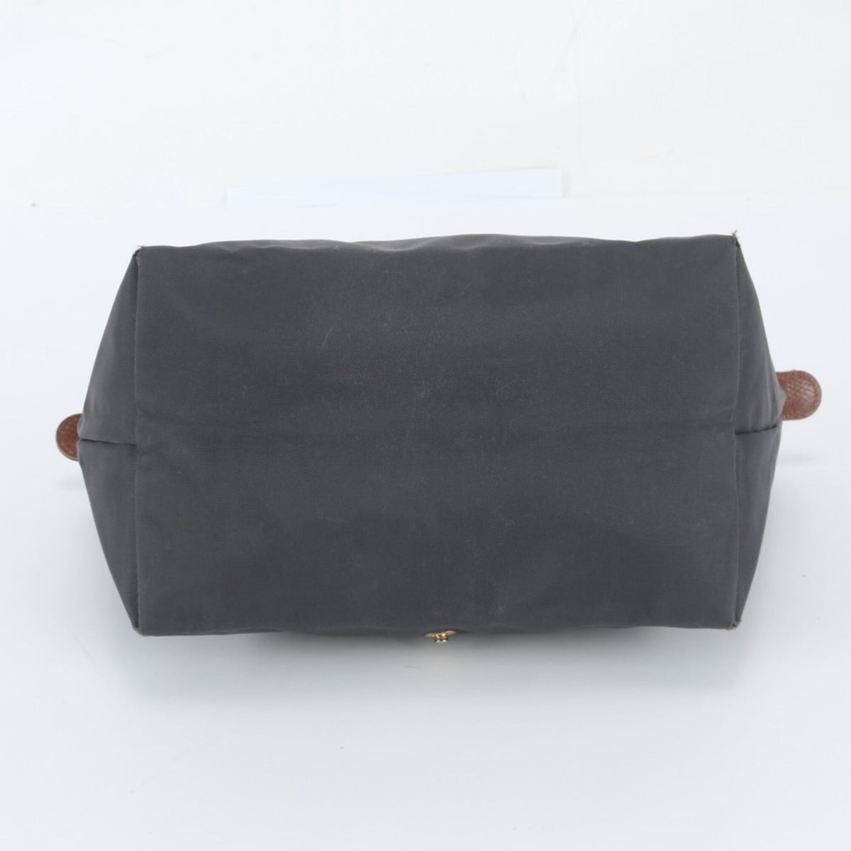 Longchamp Dark Gray Leather Nylon Handbag Shoulder Bag Tote Bag (Pre-Owned)