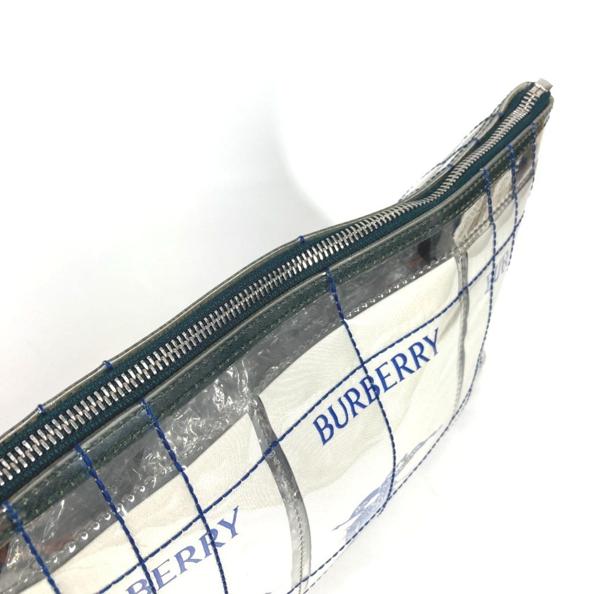 Burberry Blue Clear Vinyl Clutch Bag Handbag Pouch (Pre-Owned)
