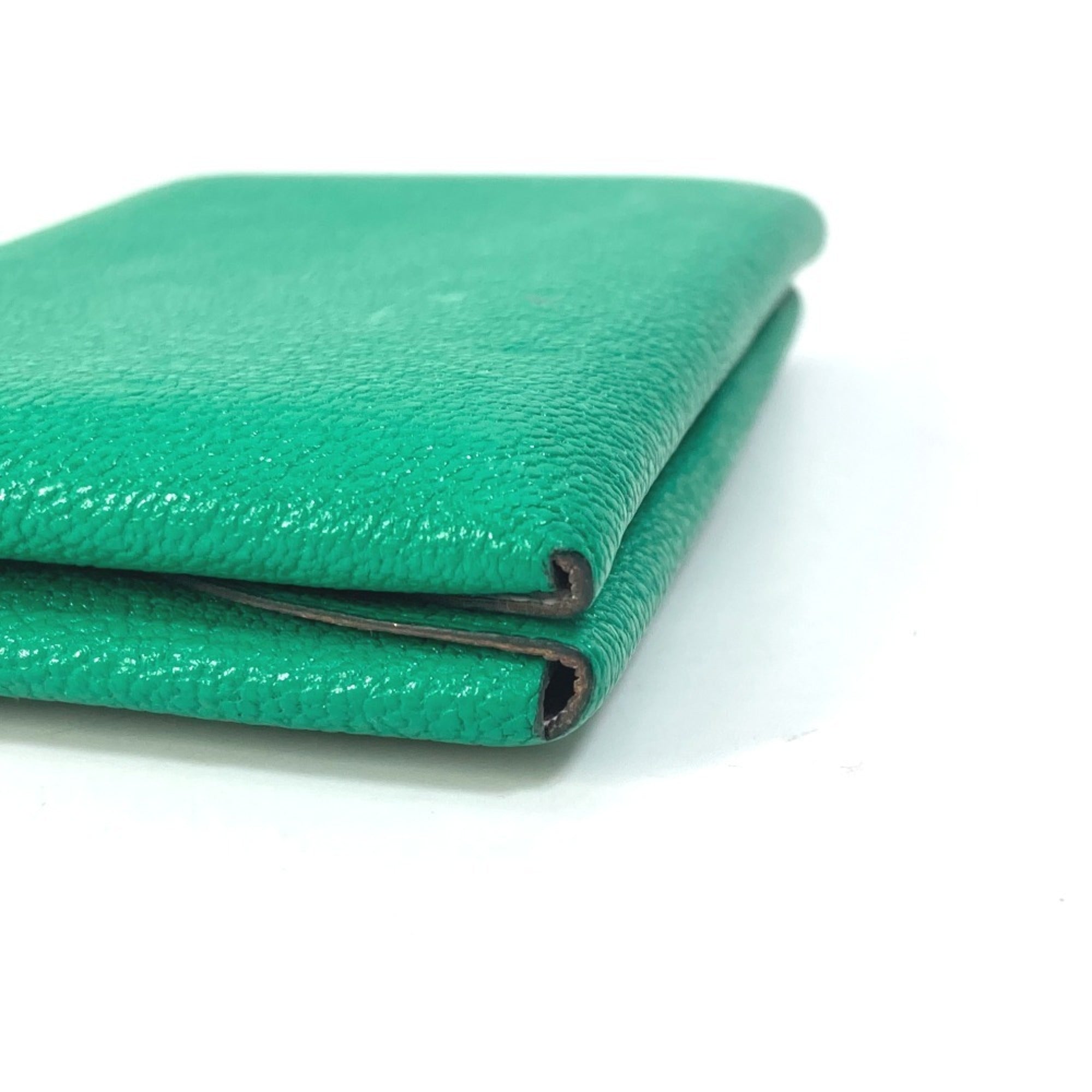Hermes Bicolor Green Mint Green Pink Chevre Leather Coin Purse/Coin Case (Pre-Owned)