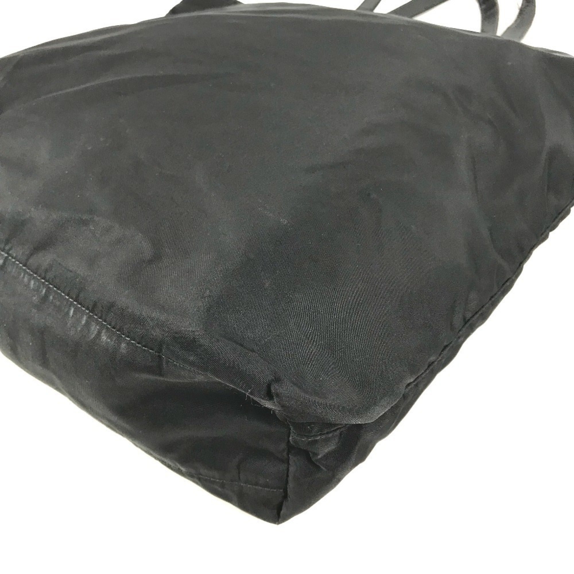 Prada Black Nylon Leather Shoulder Bag Tote Bag (Pre-Owned)