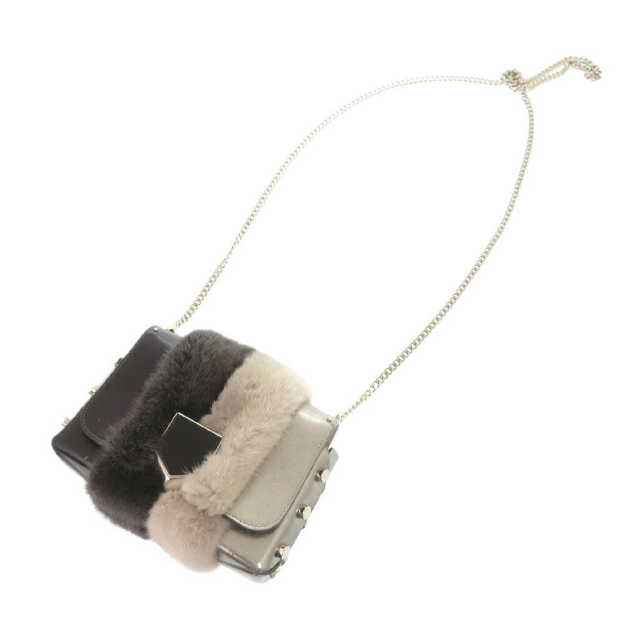 Jimmy Choo Gray Silver Leather Shoulder Bag (Pre-Owned)